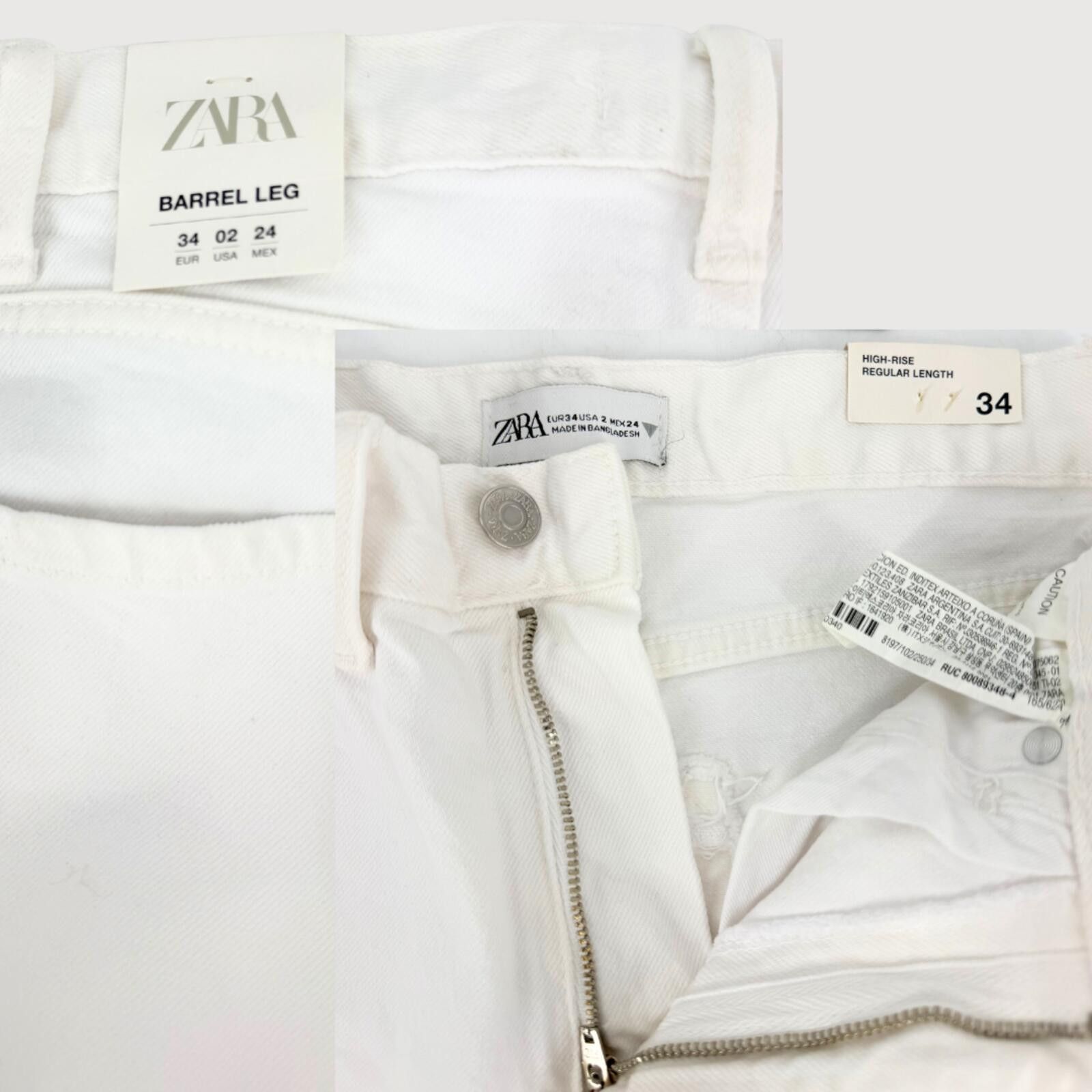 Zara Zara NWT High Rise Barrel Jeans White 2 Size 26" / US 2 / IT 38 - 4 Thumbnail