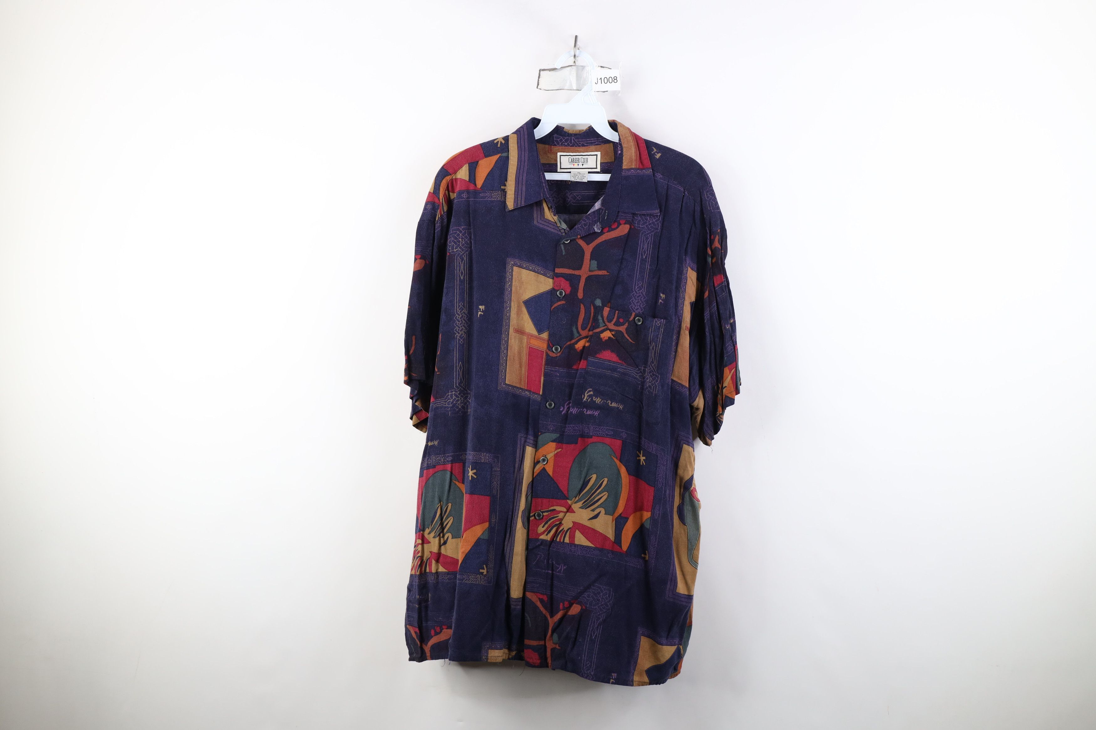 Vintage Vintage 90s Streetwear Rayon Gabardine Collared Button Shirt Size US XL / EU 56 / 4 - 1 Thumbnail