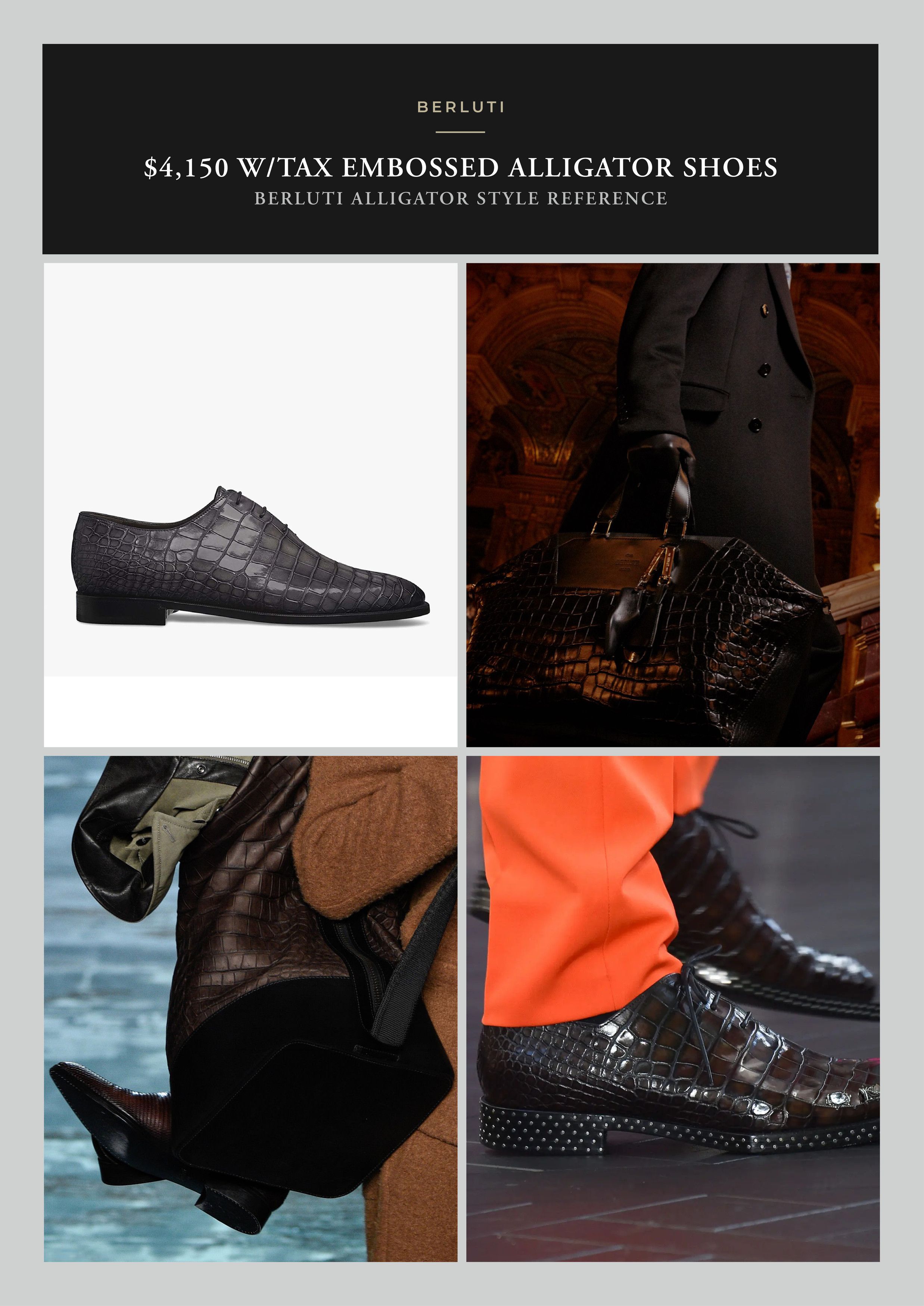 Berluti Ultimate Ultra-Rare $4,150 Alligator Croc Embossed Oxfords Size US 10.5 / EU 43-44 - 4 Thumbnail