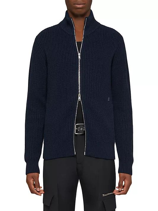 Givenchy o1w1db10325 Textured Front Zipped Cardigan in Night Blue Size US XXL / EU 58 / 5 - 2 Thumbnail