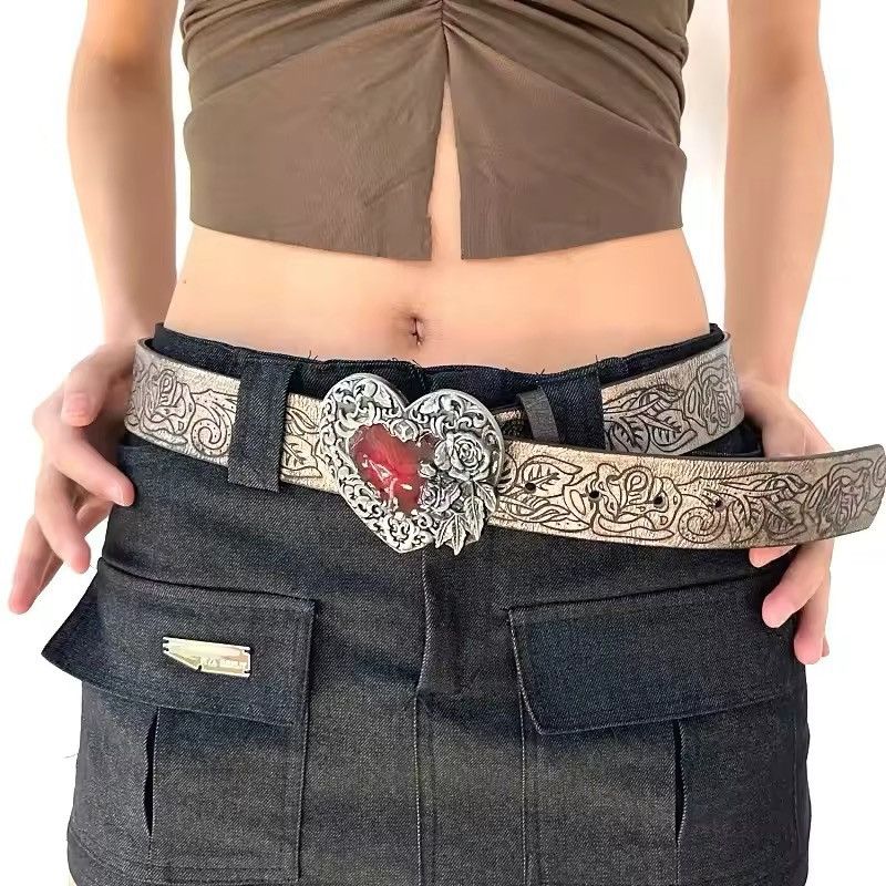 Vintage Retro Embossed Love Heart Unisex Belt Size ONE SIZE - 1 Thumbnail