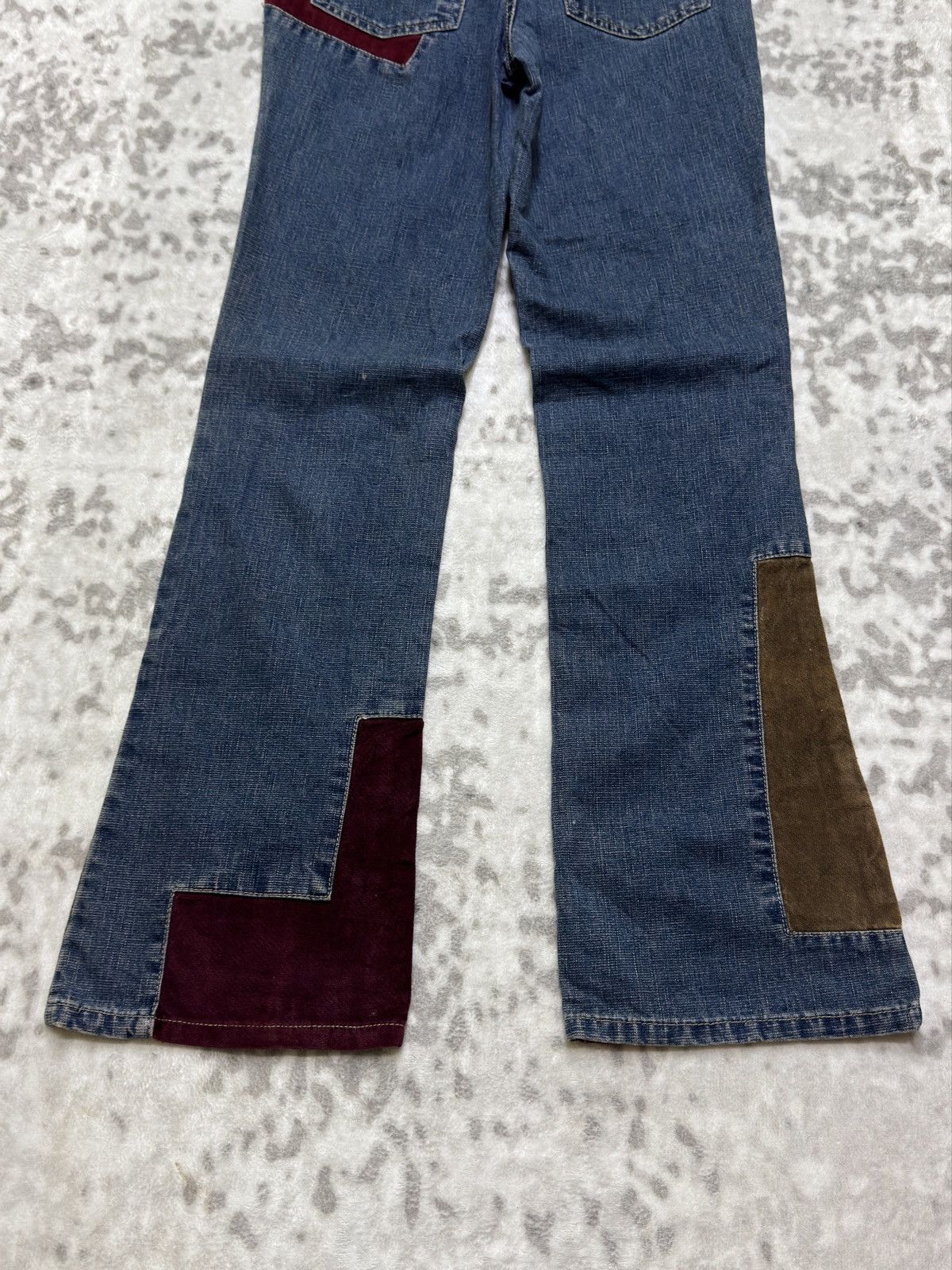 Hysteric Glamour No Boundaries Y2K Patchwork Velvet Bootcut Flare Denim Jeans Size US 27 - 13 Thumbnail