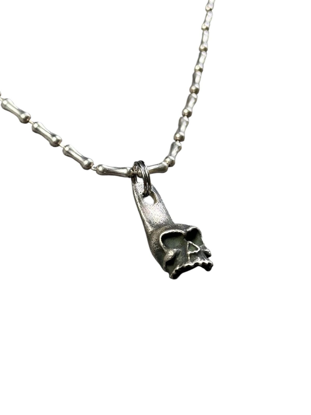 Vintage ALPHA STAR STERLING SILVER BONES AND SHADOW SKULL NECKLACE Size ONE SIZE - 5 Thumbnail