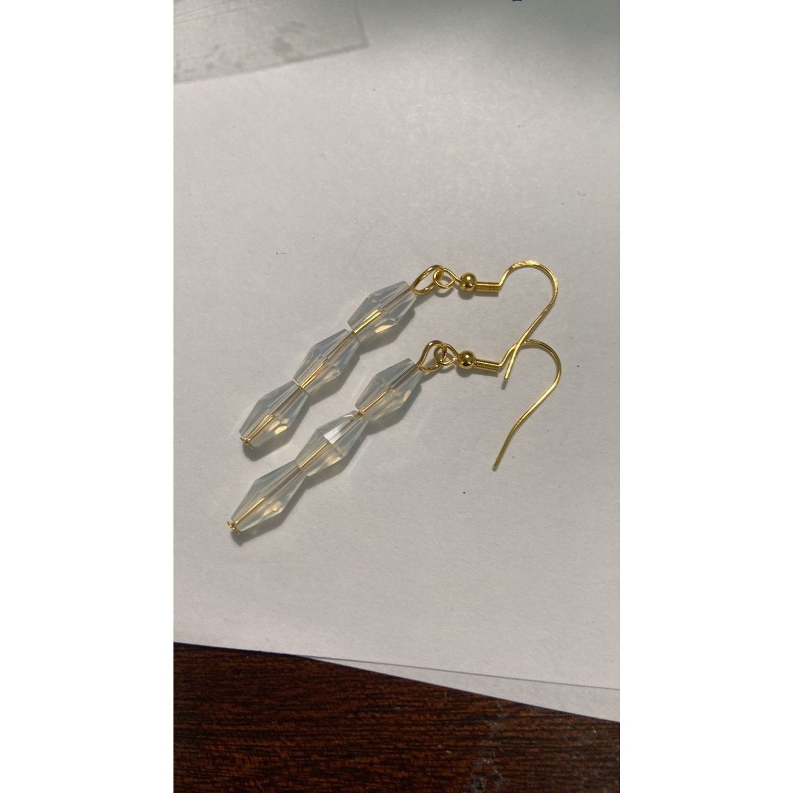 Handmade Opalescent bead earrings gold tone Size ONE SIZE - 3 Thumbnail