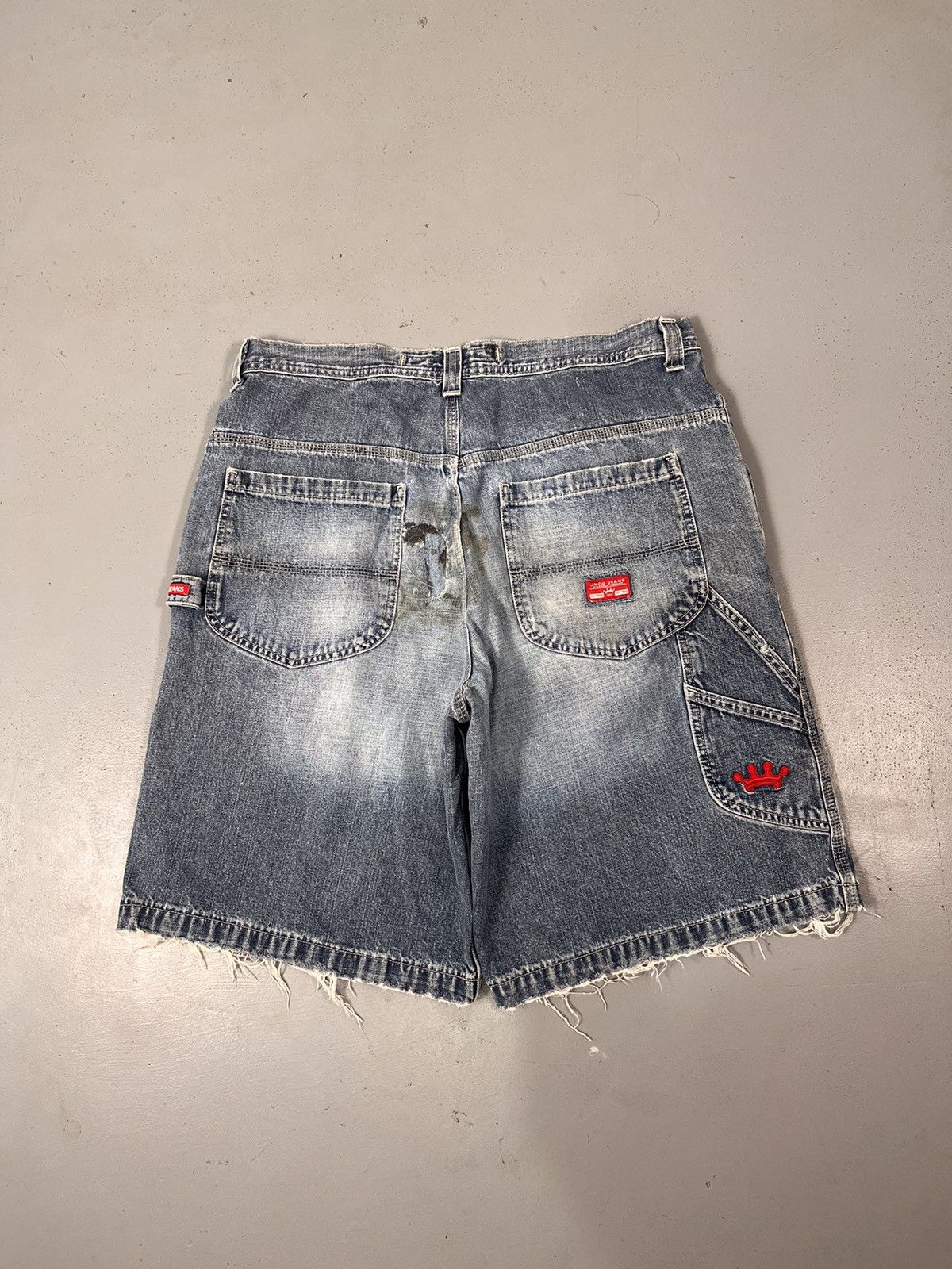 Image of 90's Vintage Jnco Crown Carpenter Baggy Jorts in Blue, Men's (Size 38)