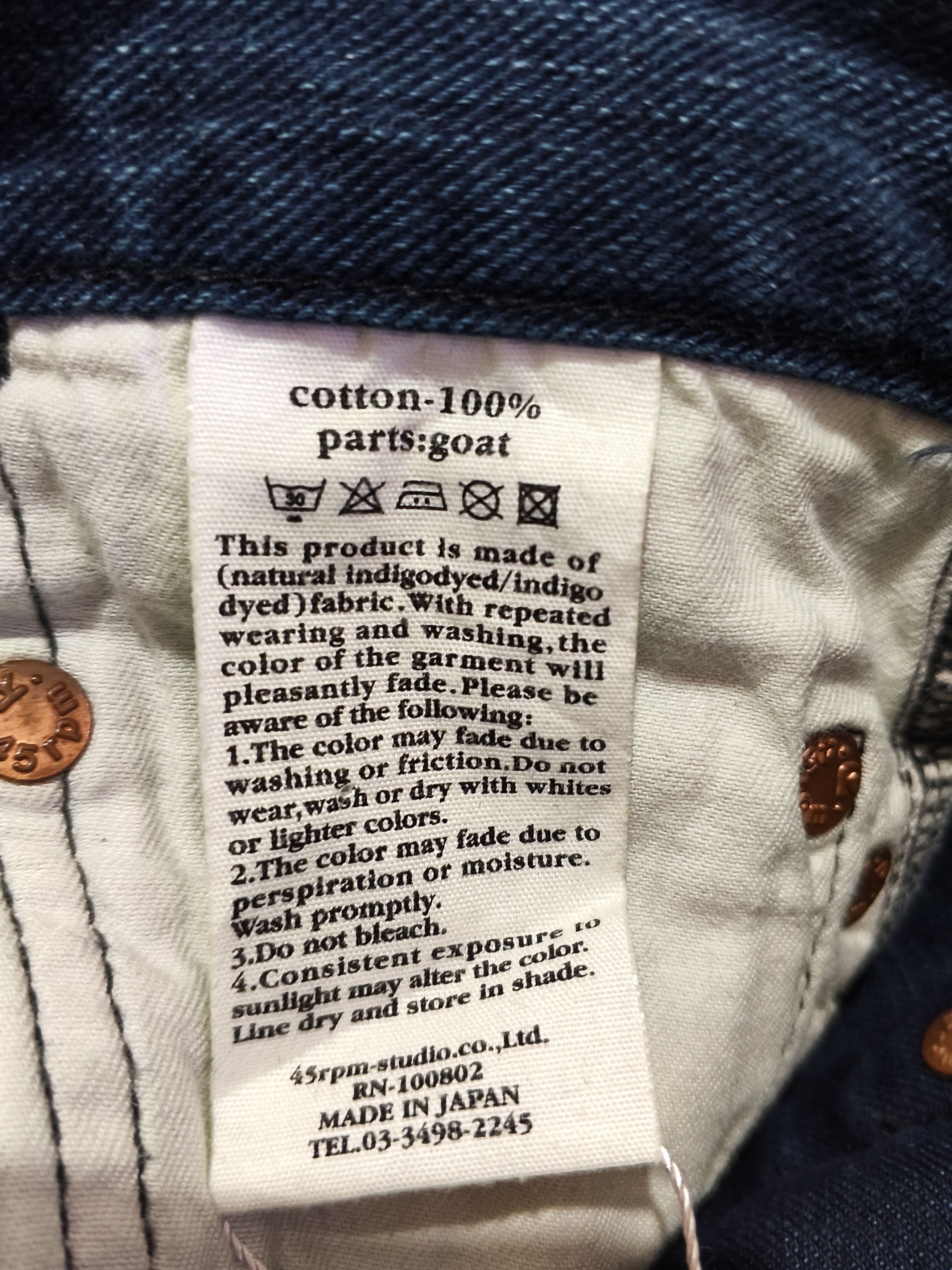 45rpm 🔥Vintage Archival 00s 45Rpm Blue Indigo Buttonfly Jeans Size US 29 - 12 Thumbnail