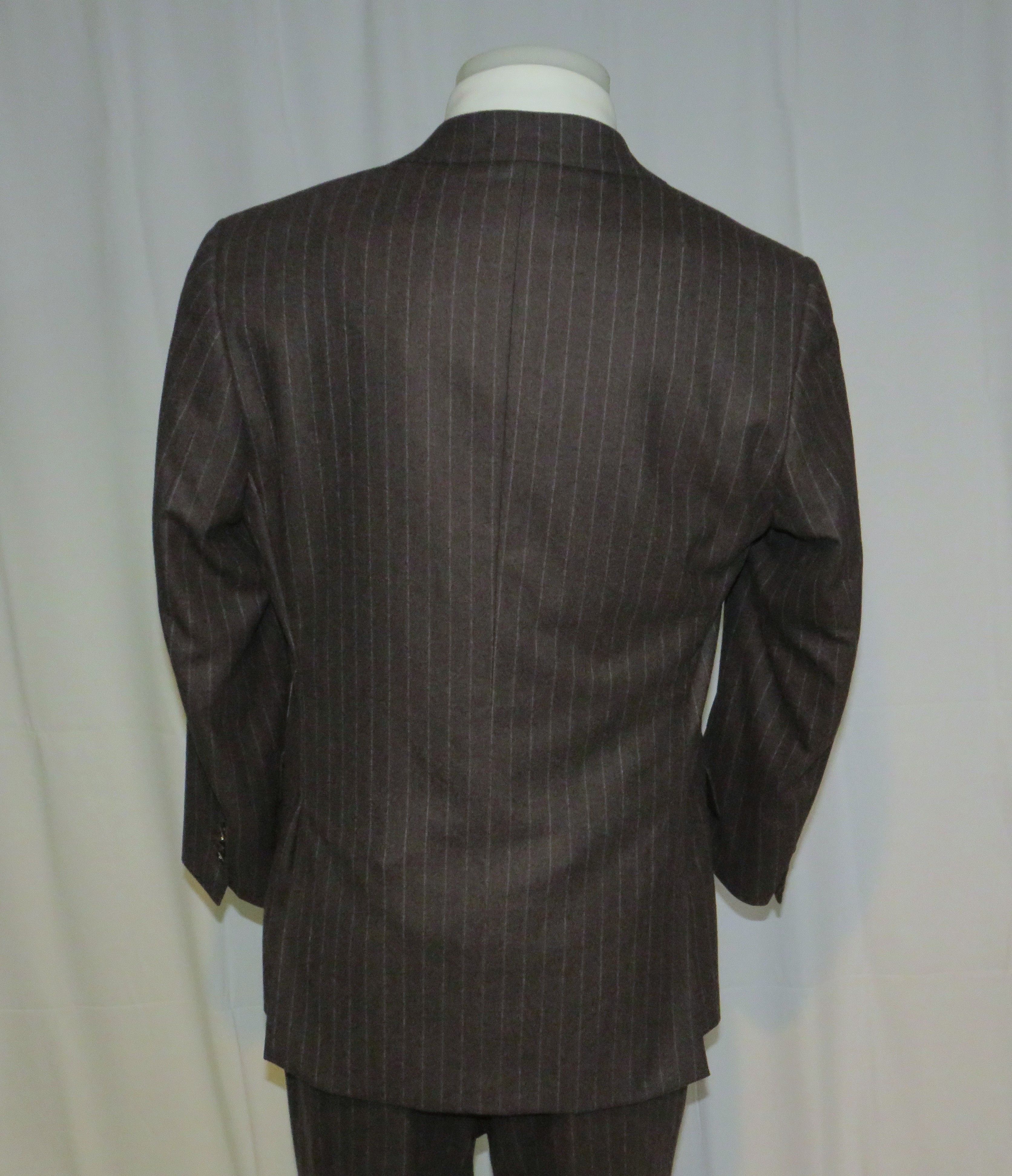 Isaia Base S Super 170 Brown Flannel Striped Two Button Suit 42R Size 42R - 13 Thumbnail