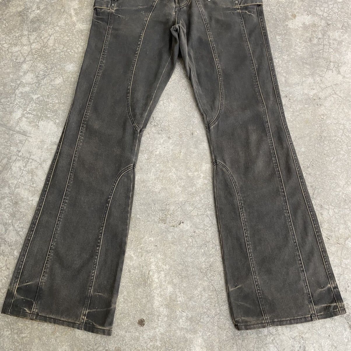 JACKROSE 2000’s Jackrose Coated Panelled Super Flared Jeans Size US 32 / EU 48 - 5 Thumbnail