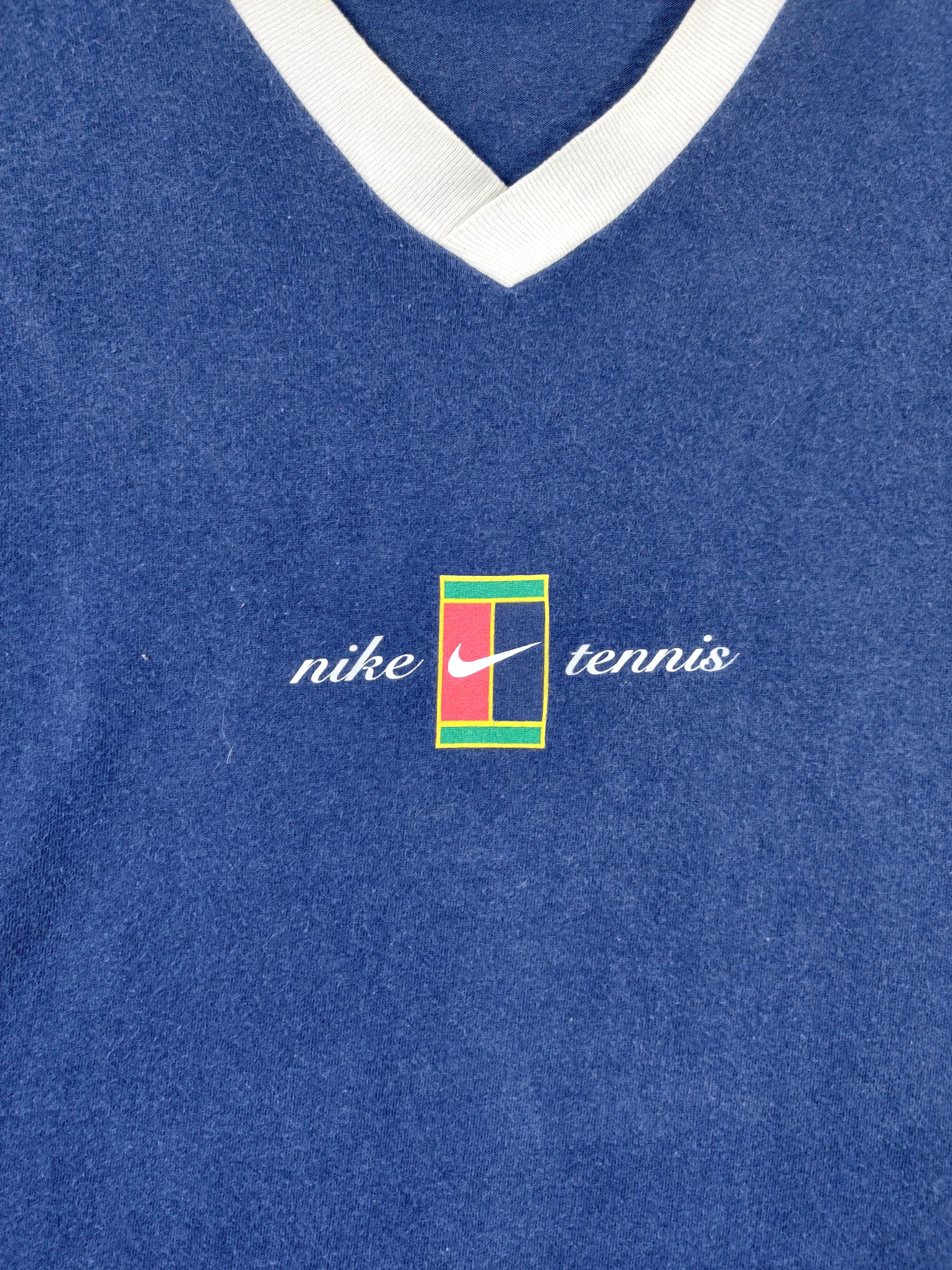 Nike Vintage 90's Nike Tennis Court V Neck Tee Tshirt Size US L / EU 52-54 / 3 - 7 Thumbnail