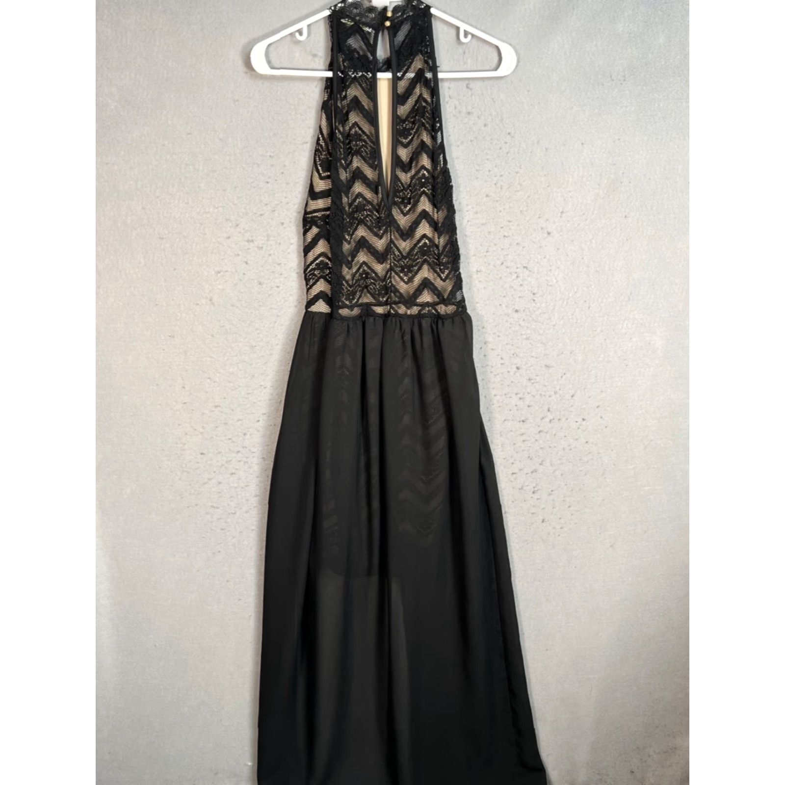 Olive VINTAGE Olive Tree Maxi Dress Black Sleeveless Fit & Flare Women Medium Zigzag Lace Detail Size M / US 6-8 / IT 42-44 - 2 Thumbnail