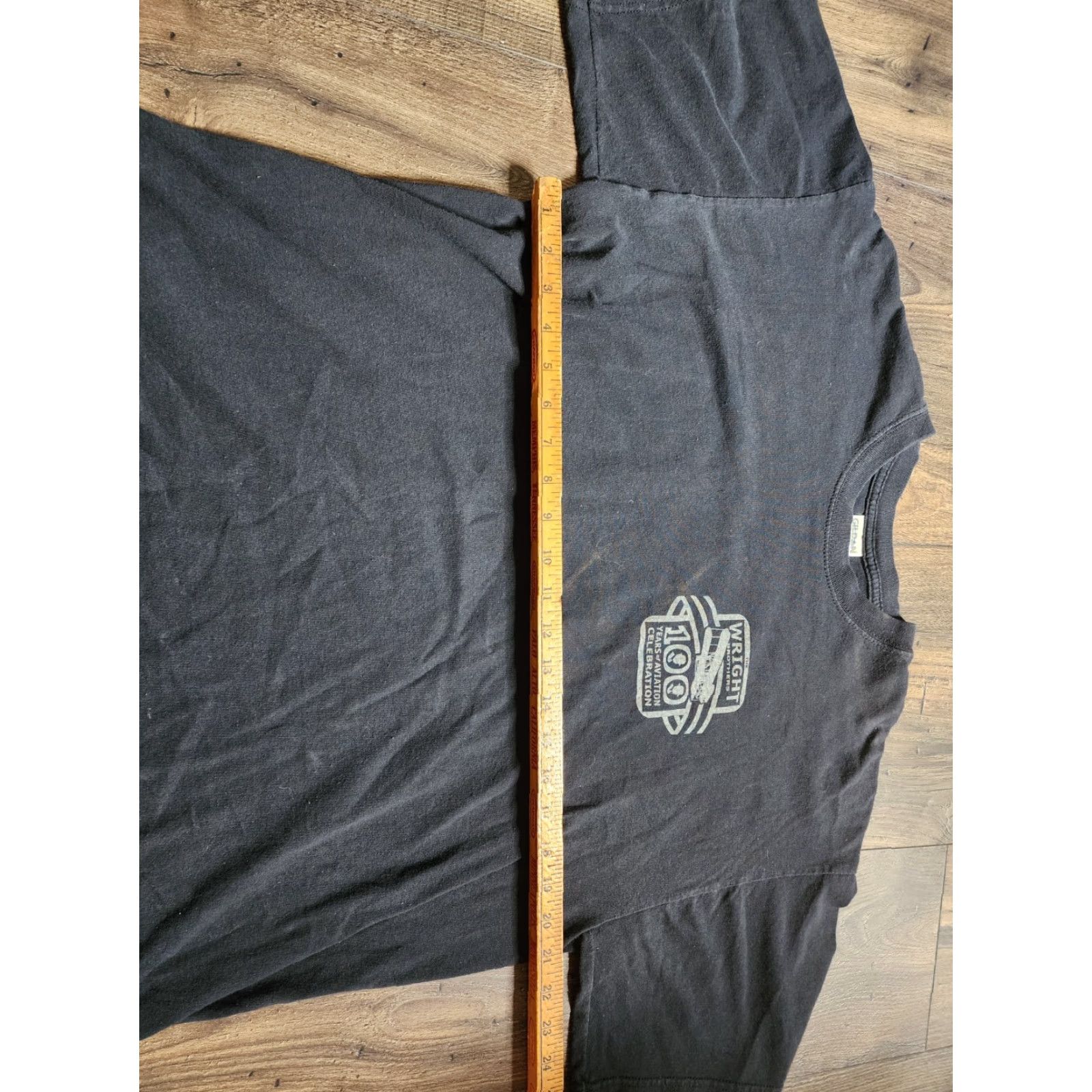 Gildan VINTAGE Gildan 2003 Wright Brothers T-Shirt XL Black Solid Short Sleeve Crew Neck Mens Size US XL / EU 56 / 4 - 6 Thumbnail