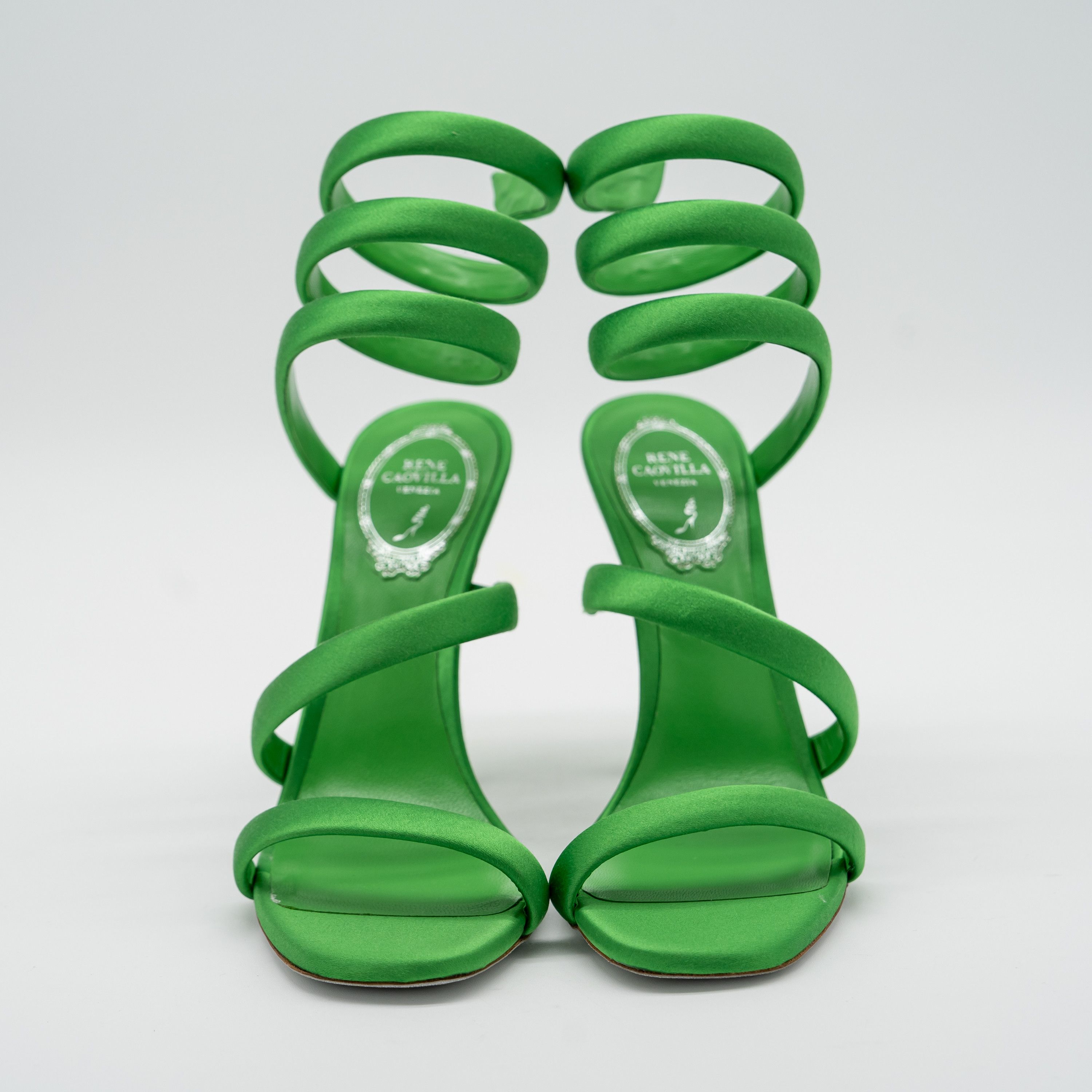 Rene Caovilla 37.5 7.5 US Rene Caovilla Cleo Green Sandals Heels 105 Satin Size US 7.5 / IT 37.5 - 2 Thumbnail