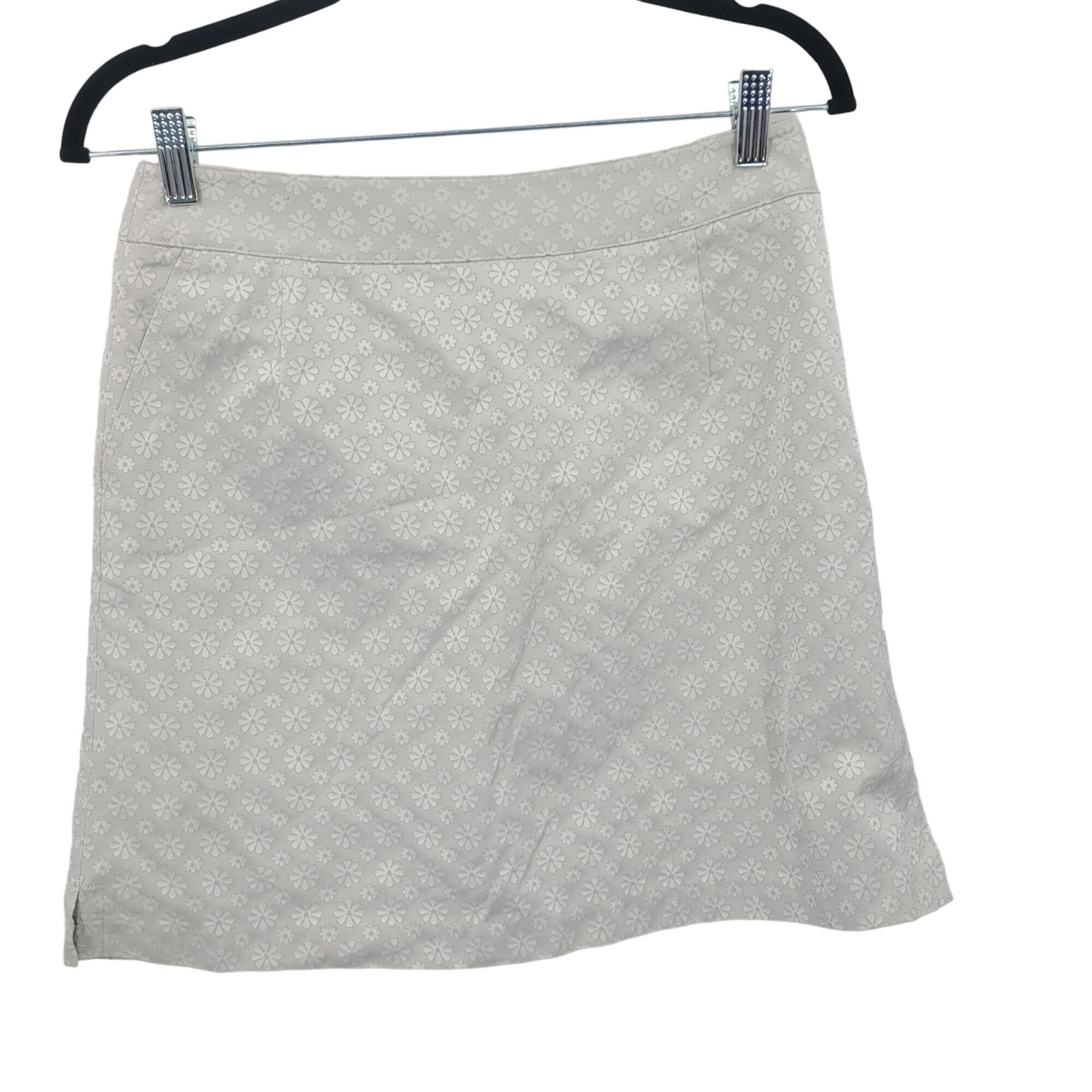 BUGATCHI Bugatchi Skirt Skort 4 Silver White Floral Stretch Pockets Size 27" / US 4 / IT 40 - 1 Thumbnail