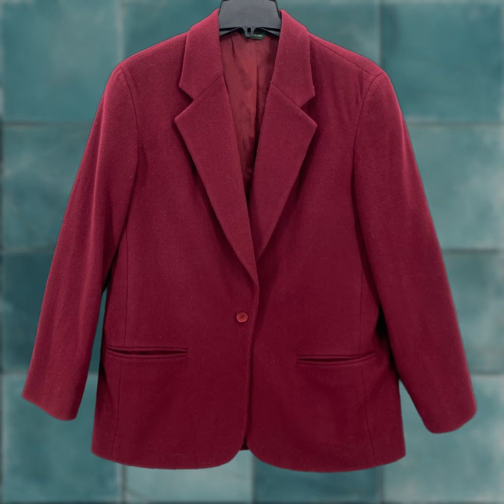 J.Crew Vintage J.Crew Blazer Jacket Women's 10 Red Wool Cashmere Blend Career Hong Kong Size L / US 10 / IT 46 - 1 Thumbnail