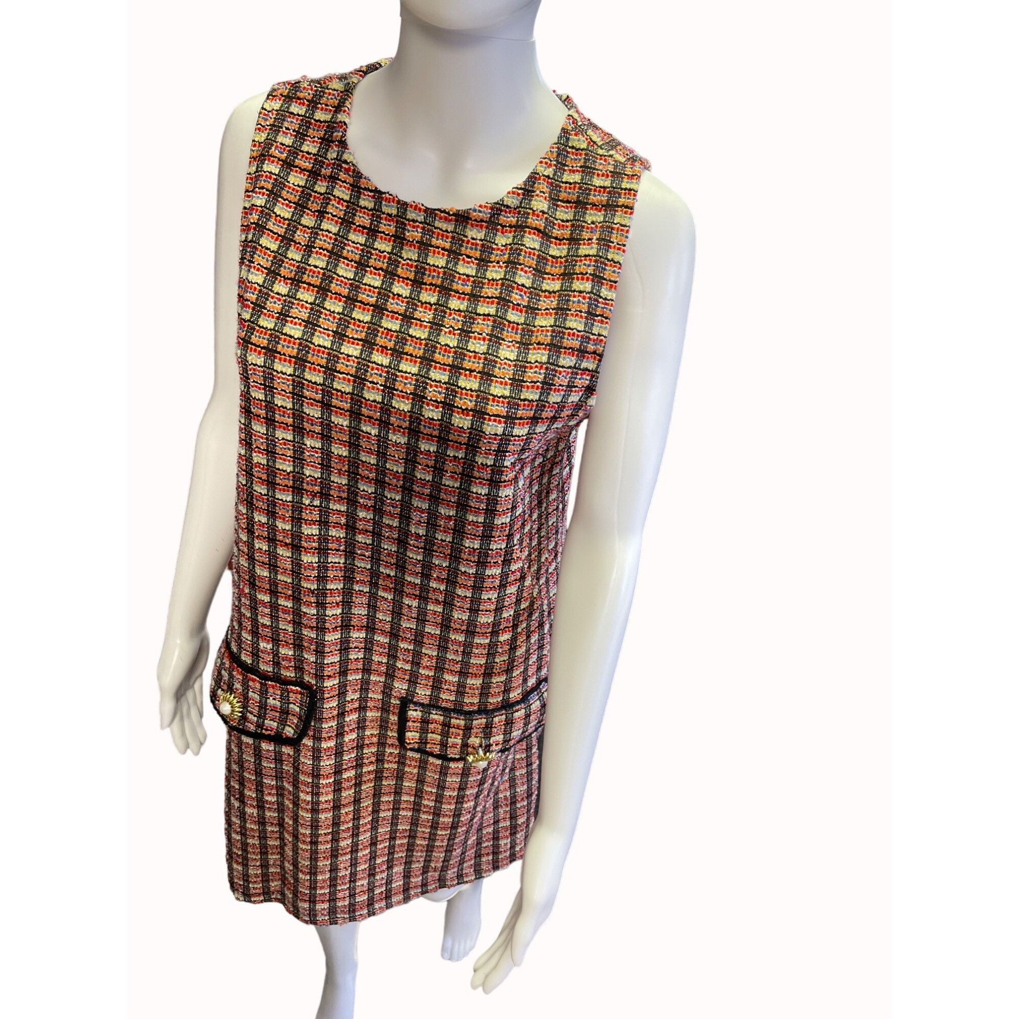 Zara Zara Women's Checkered Red Multi Dress Sleeveless/Knee Lengt Size L / US 10 / IT 46 - 2 Thumbnail