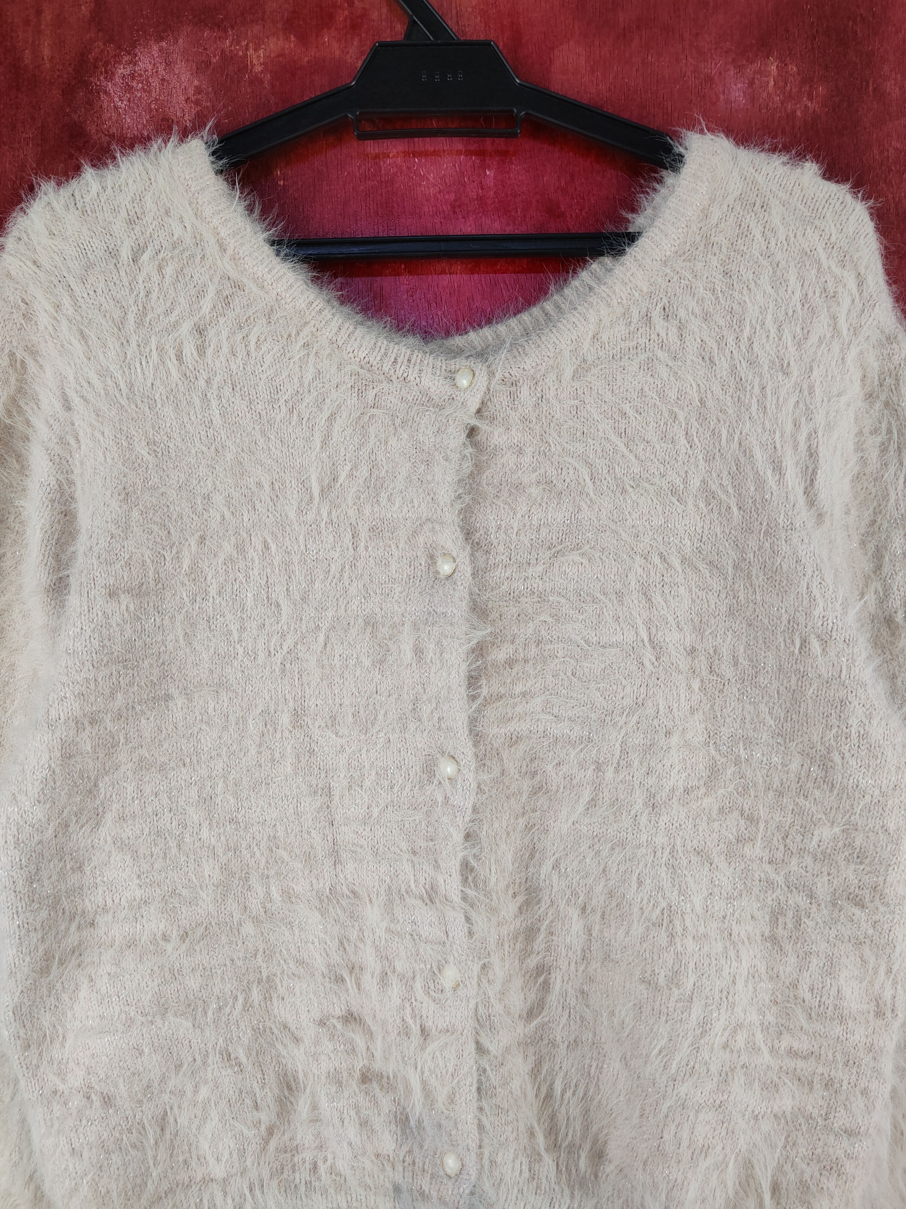 Homespun Knitwear × Japanese Brand DL HK Works London Pink Fur Mohair Knitwear Cardigan #S2098 Size L / US 10 / IT 46 - 2 Thumbnail