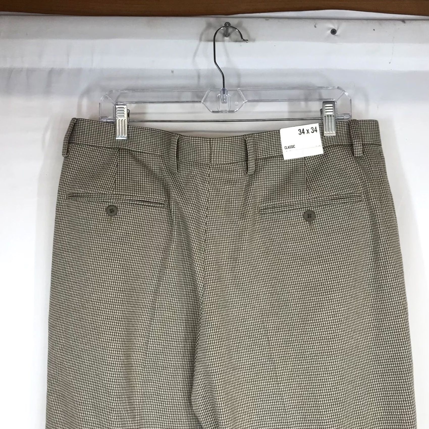 Express EXPRESS Men’s Pants - Dress Pants - 34 x 34 - Olive - Classic Fit Polyester Blend Slacks Size US 34 / EU 50 - 6 Thumbnail