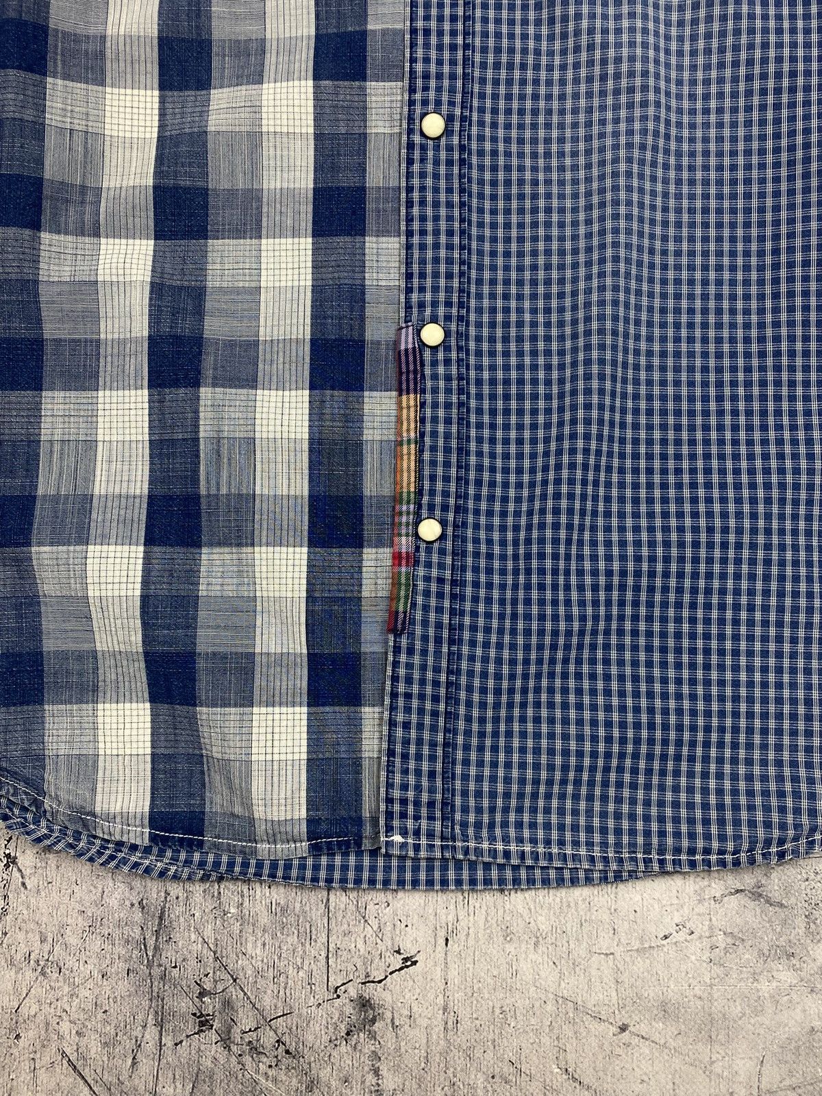 Desigual Desigual Patchwork Plaid Blue Western Button Up Shirt Size US M / EU 48-50 / 2 - 8 Thumbnail