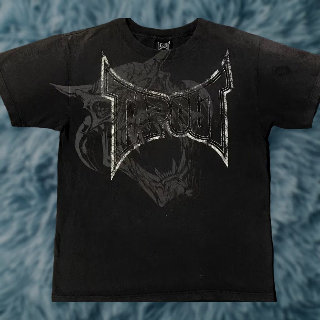 Affliction Vtg TAPOUT Shirt Biker Emo Distressed All Over Print S Black Mens T-Shirt 80s 90s Grunge Skate Harley Rockabilly USA Fires Flames Size US S / EU 44-46 / 1 - 1 Thumbnail