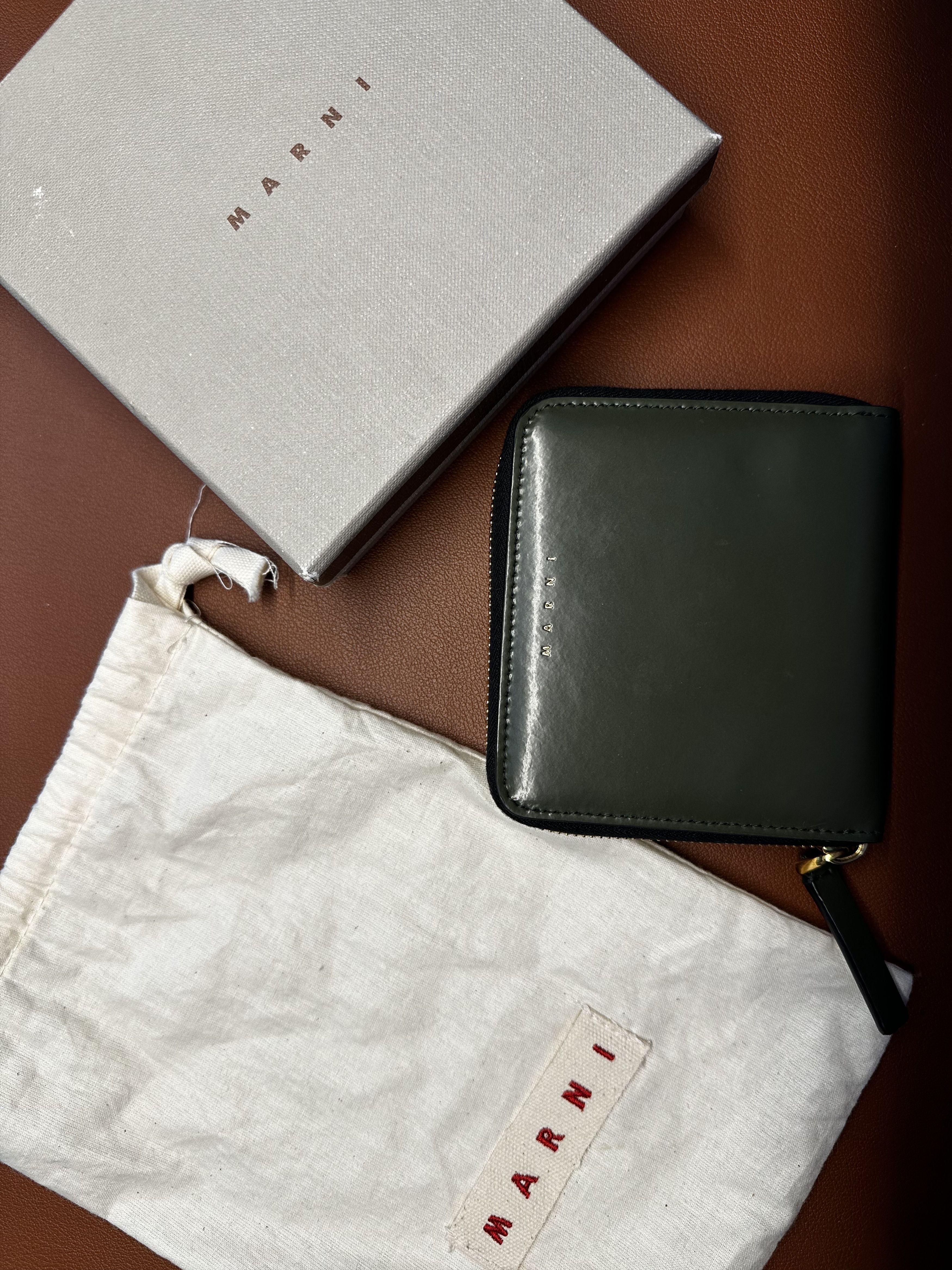Marni Marni Olive Leather Zip Wallet Size ONE SIZE - 4 Thumbnail