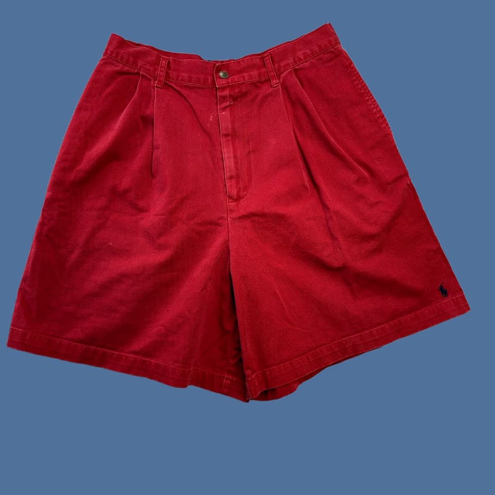 Polo Ralph Lauren VTG Polo Ralph Lauren Shorts Womens 14 Red Pleated Twill Trouser 90s Mom Summer Size 36" / US 14 / IT 50 - 1 Thumbnail