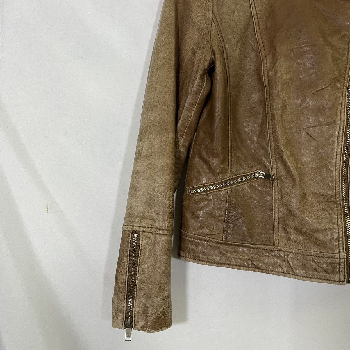 If Six Was Nine MANGO SHEEP GENUINE LEATHER DOUBLE COLLAR BIKER JACKET Size S / US 4 / IT 40 - 2 Thumbnail