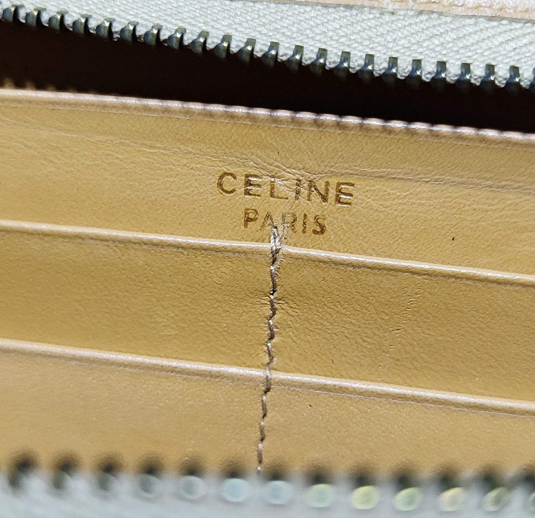 Celine Macadam Long Zipper Leather Wallet