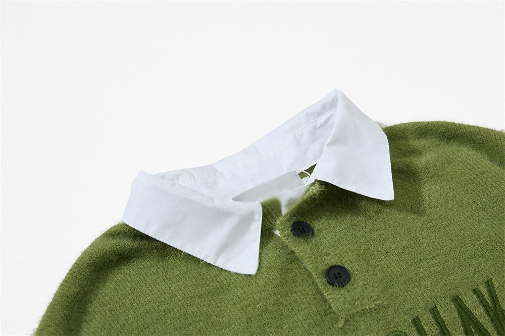 Vintage Men's loose casual knitted Polo embroidered letter sweater Size US M / EU 48-50 / 2 - 3 Thumbnail