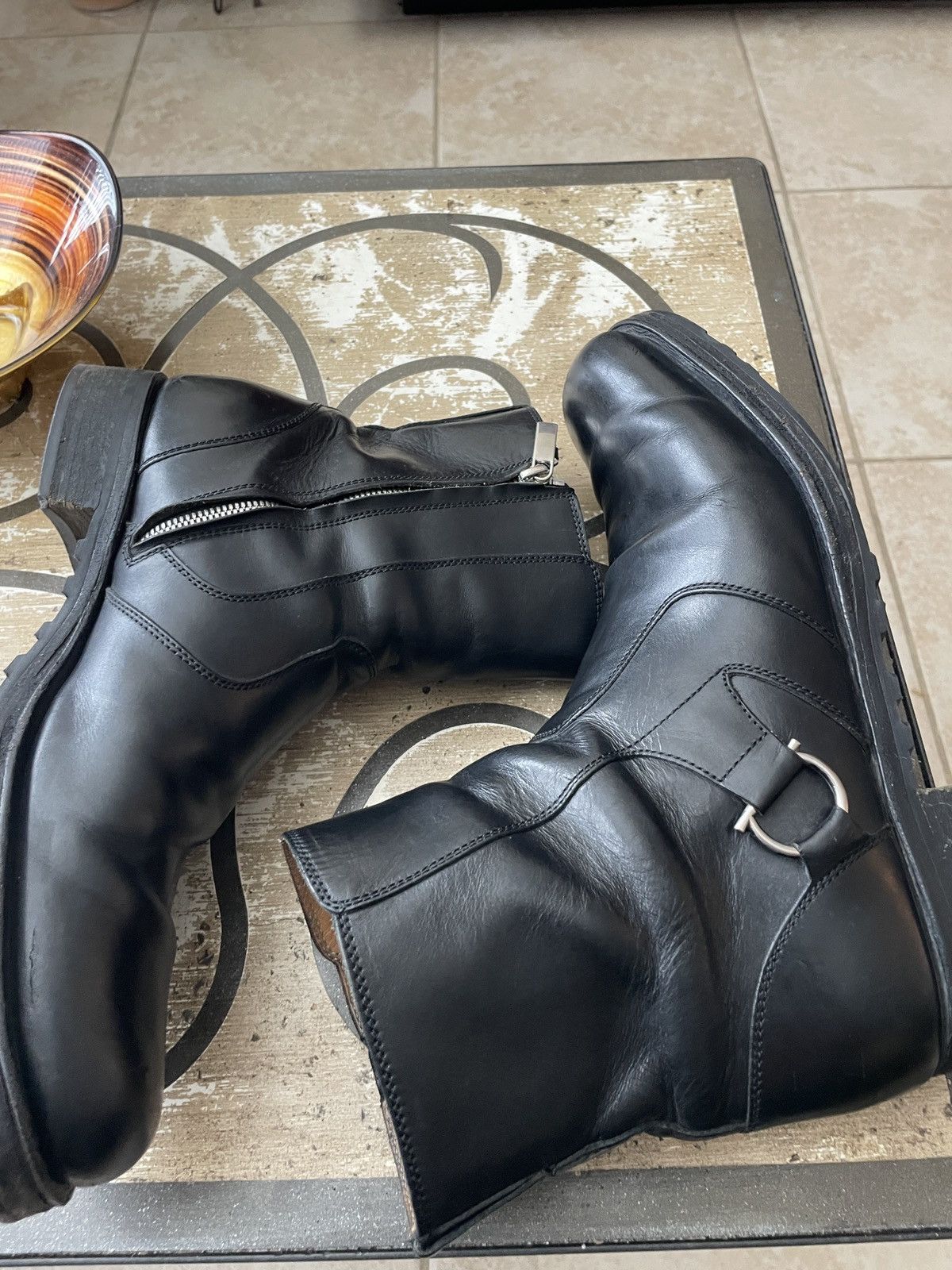Salvatore Ferragamo Biker Zippered Ankle boots Size US 10.5 / EU 43-44 - 11 Thumbnail