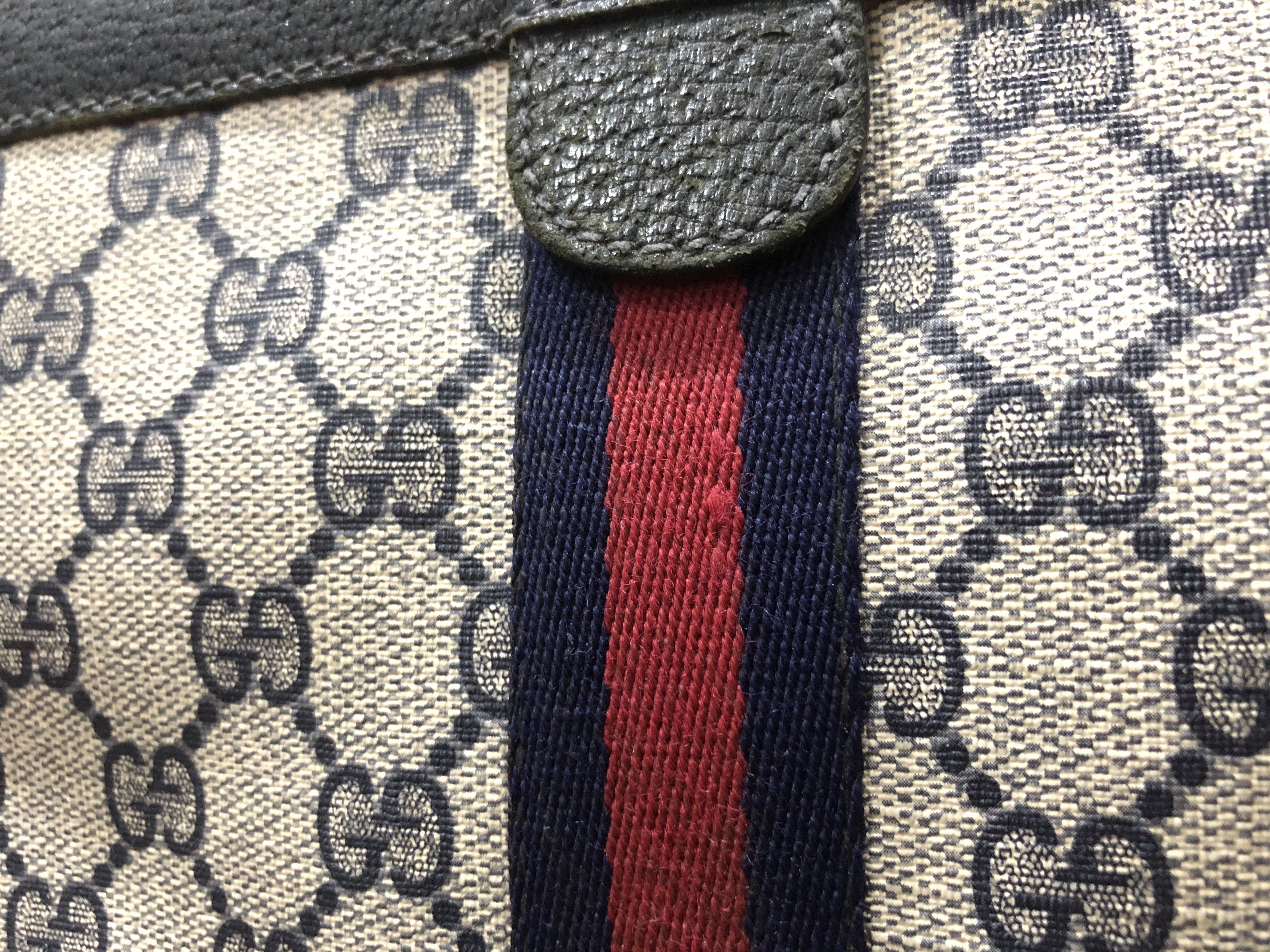 Gucci Gucci Ophidia Clutch Bag Navy Blue Leather Trim Webbing Size ONE SIZE - 4 Thumbnail