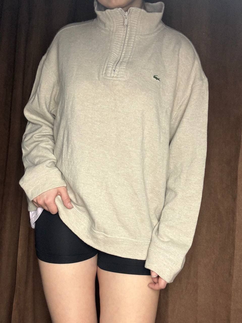 Lacoste × Vintage Vintage Lacoste pullover 1/4 zip beige wool sweater Size L / US 10 / IT 46 - 1 Thumbnail