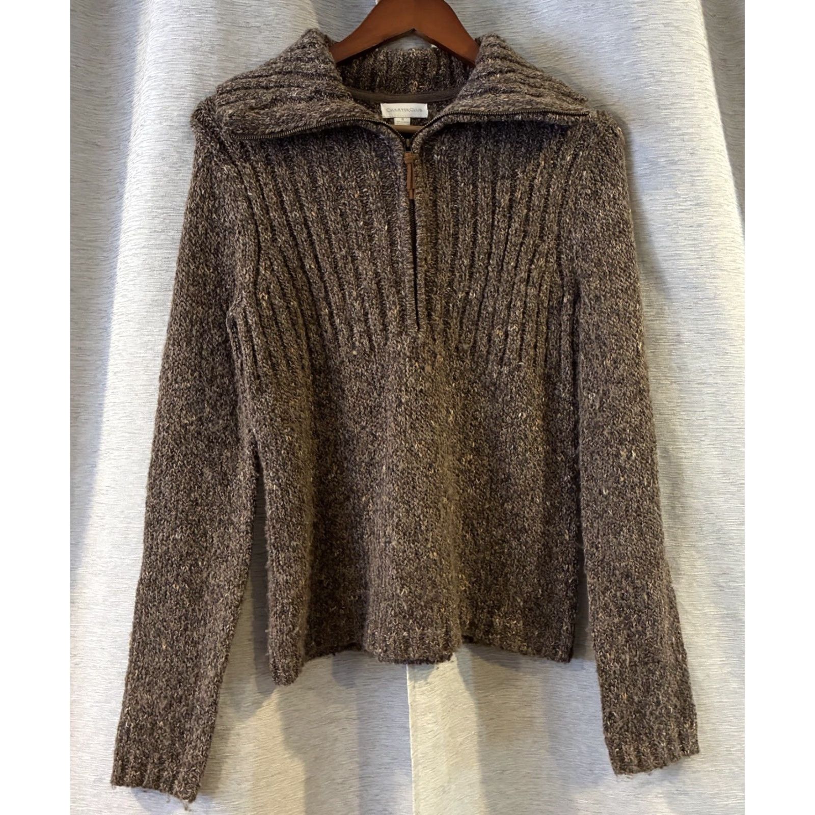 Charter Club Charter Club Sweater Women’s Small Flecked Yarn Knit Quarter Zip Cabincore Ski Size S / US 4 / IT 40 - 2 Thumbnail