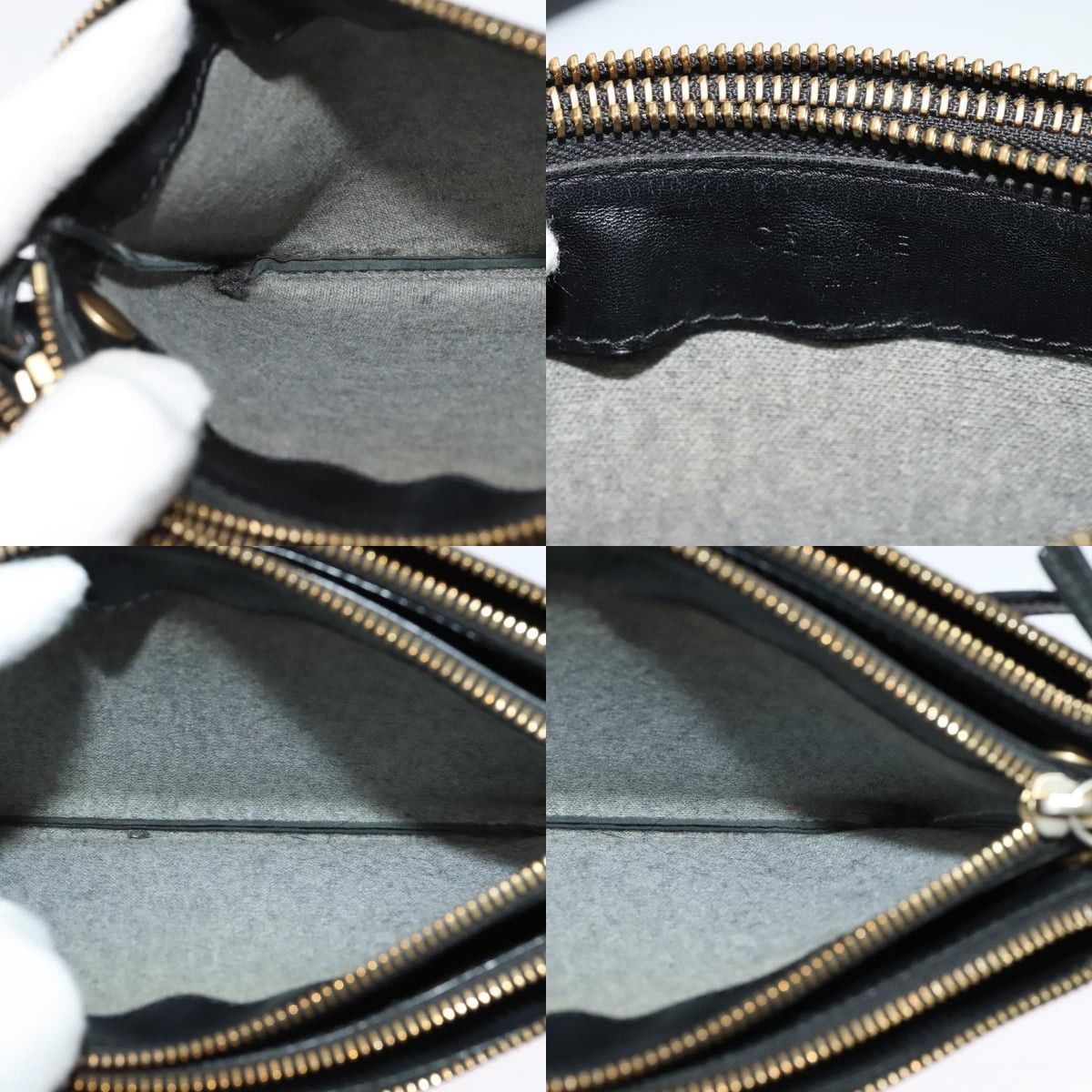 Celine CELINE Trio Shoulder Bag Leather Black Gold Size ONE SIZE - 12 Thumbnail