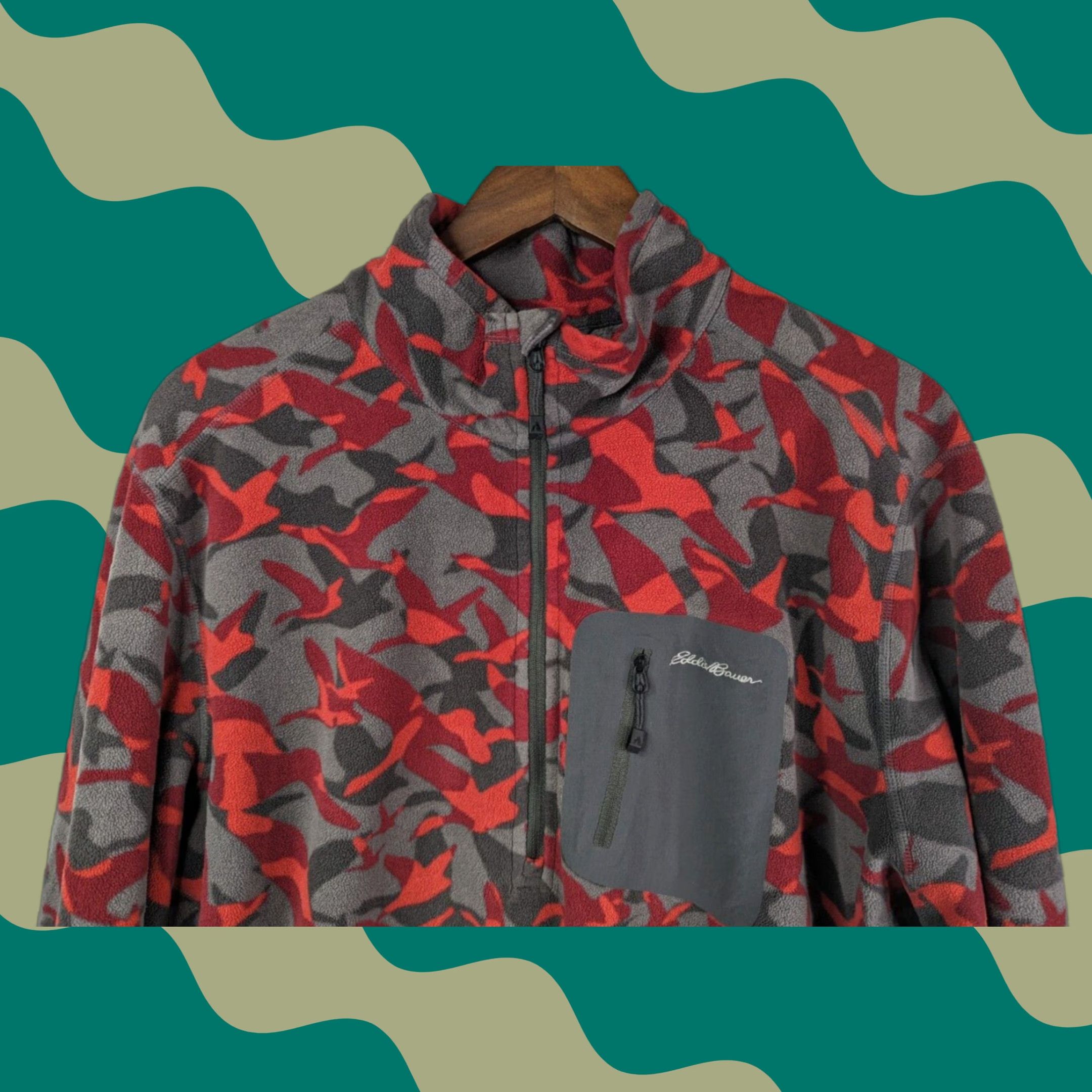 Eddie Bauer VINTAGE Eddie Bauer First Ascent Sweatshirt Logo Fleece Camo Red TXL Men Long Sleeve Zip Pockets Athletic Outdoor Active 1/4 Zip Logo Size US XL / EU 56 / 4 - 1 Thumbnail