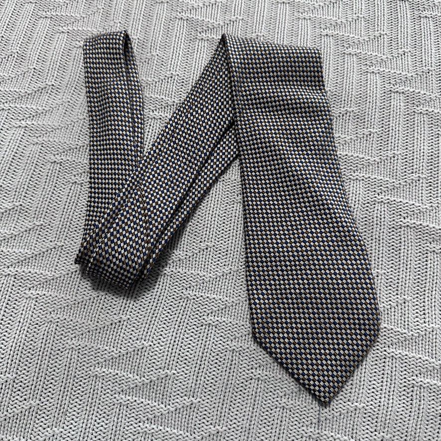 Bergdorf Goodman Bergdorf Goodman navy and bronze gingham silk tie Size ONE SIZE - 1 Thumbnail