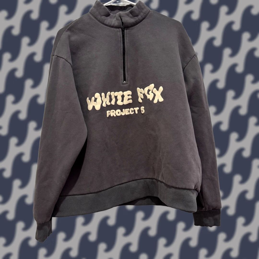 Y/Project White Fox Project 5 Sweatshirt Charcoal Grey Mock Neck Puff Print Logo S/M Womens Pullover Long Sleeve Casual Modern 3D Oversized Fleece Raglan Size M / US 6-8 / IT 42-44 - 1 Thumbnail