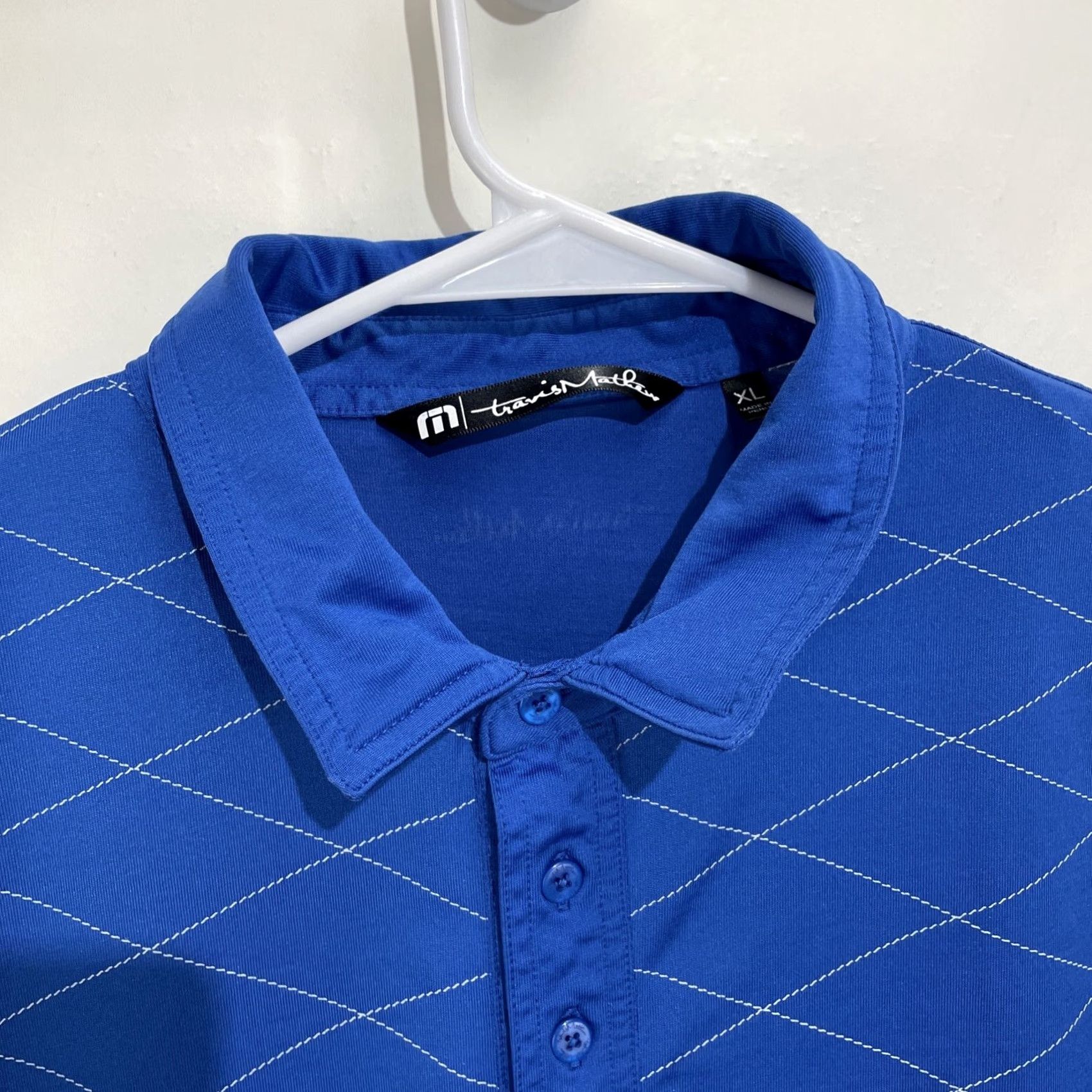 TravisMathew Travis Matthew Polo Shirt XL Men Short Sleeve Knit Striped Blue Logo Embroidered Button Collared Golf Shirt Size US XL / EU 56 / 4 - 4 Thumbnail