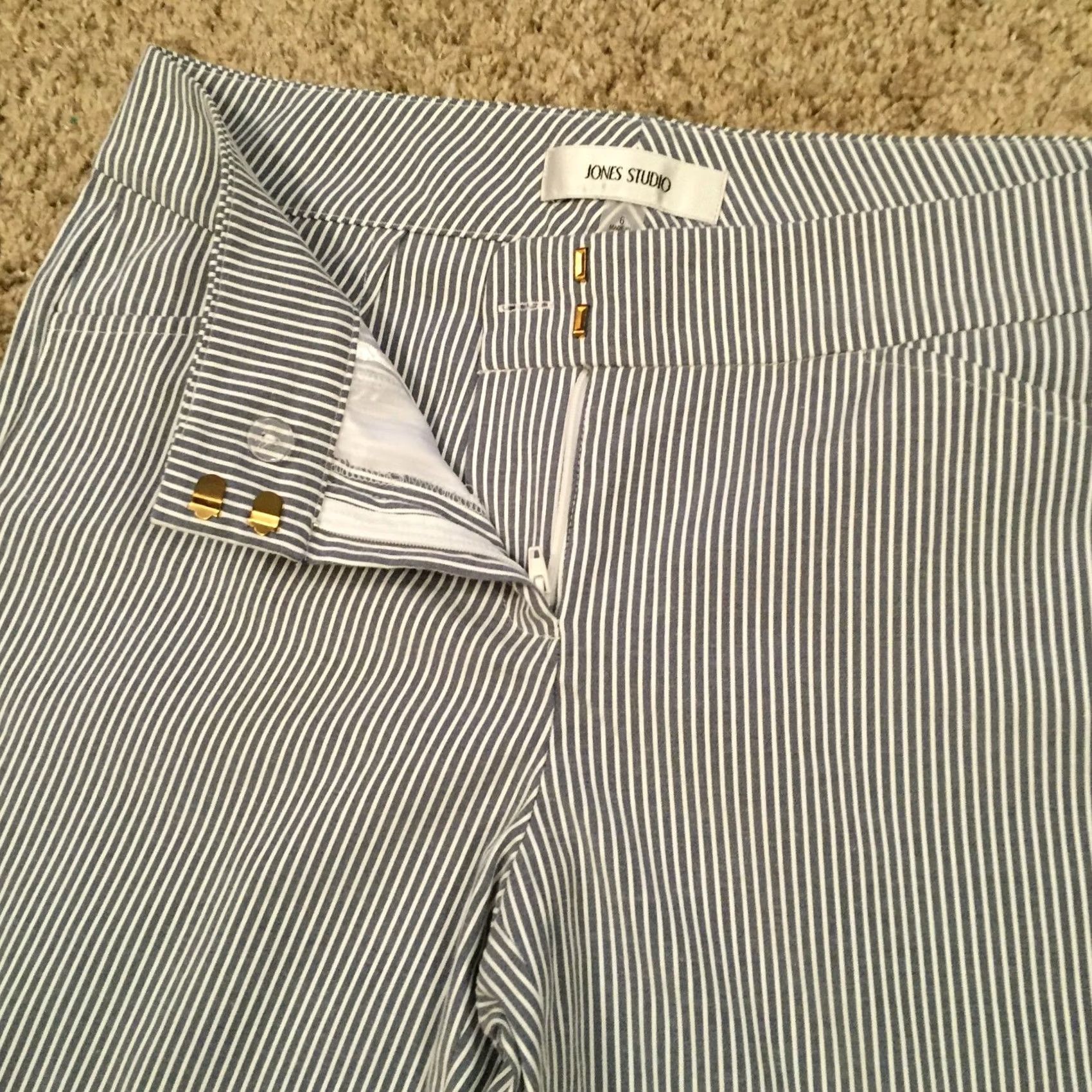 Vintage Blue White Striped Ankle Pants - 6 Size Womens Business Size 28" / US 6 / IT 42 - 3 Thumbnail