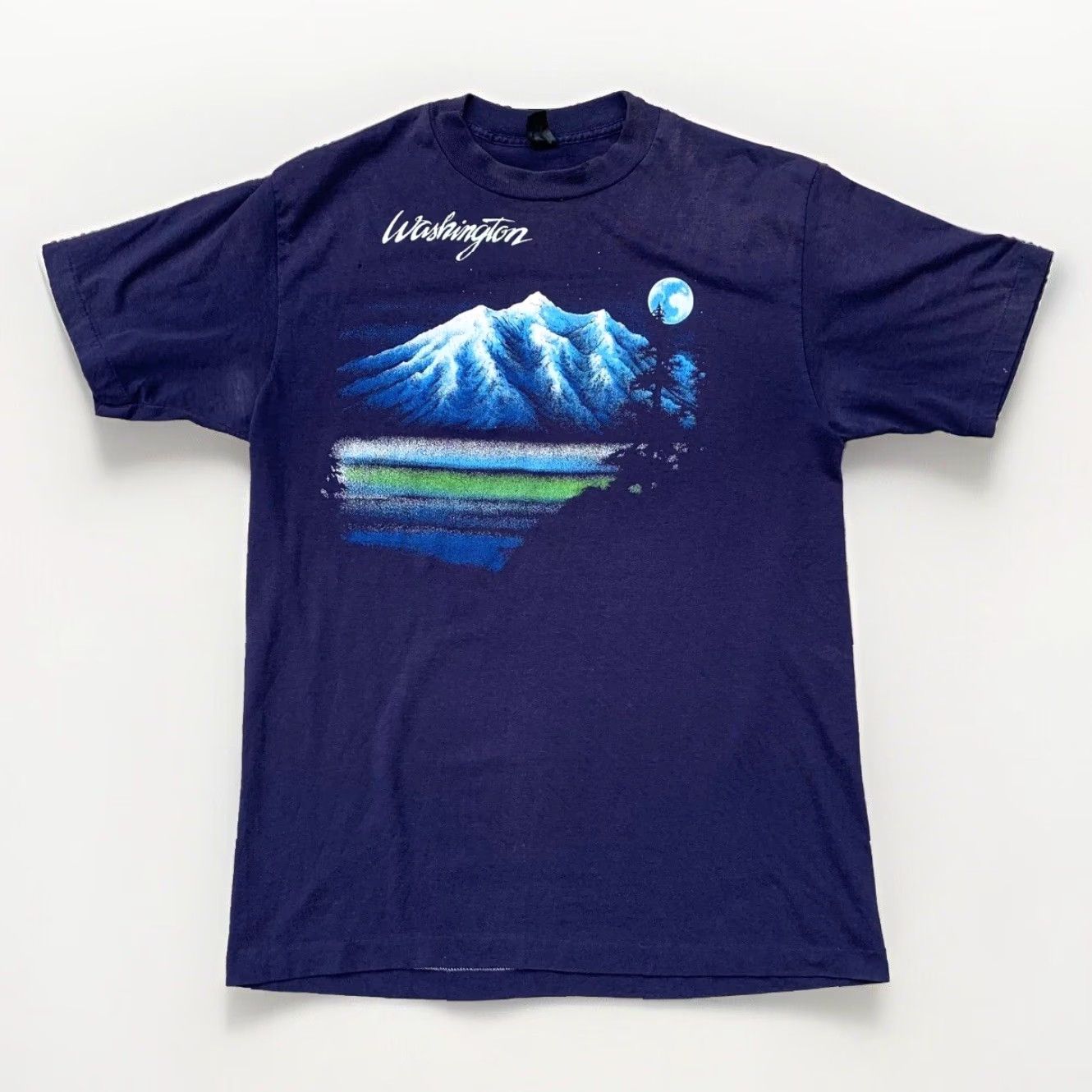 Anvil VINTAGE Washington T-Shirt Mountain Moon Graphics XL 70s 1970s 80s Anvil Mens Graphic Print Short Sleeve Crew Neck Blue US Made Size XL Size US XL / EU 56 / 4 - 4 Thumbnail