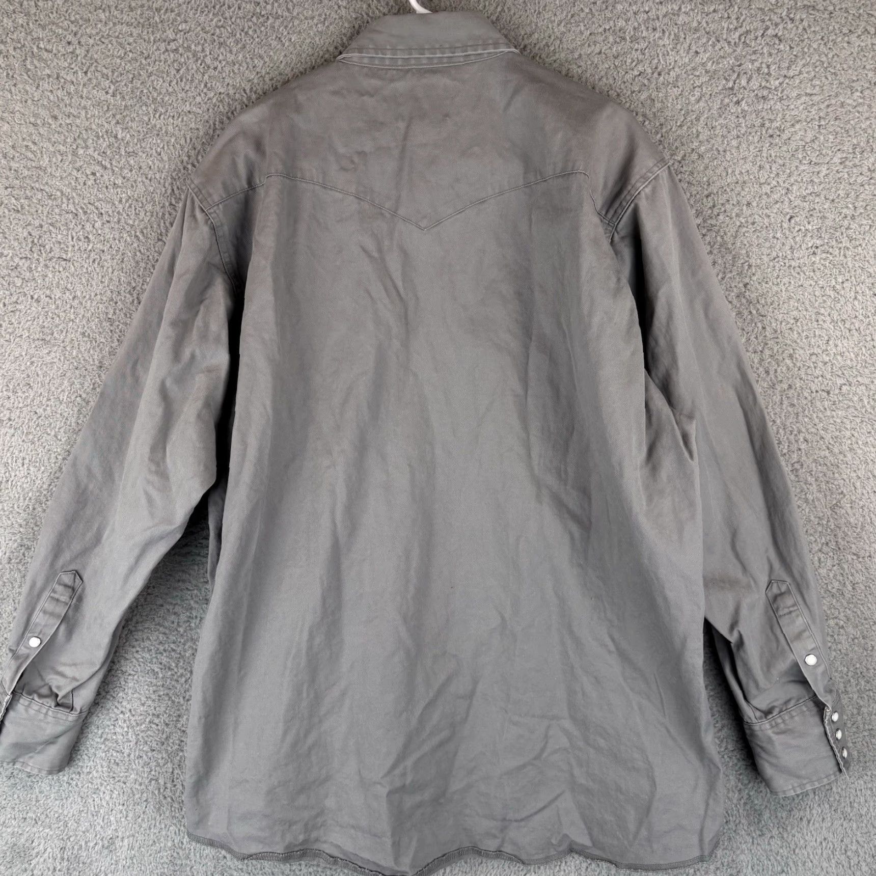 Wrangler Wrangler Shirt Mens 2XLT Gray Western Pearl Snap Cowboy Rodeo Button-Up Long Sleeve Collared Pocketed Twill Cotton Big & Tall Men Vest? Size US XXL / EU 58 / 5 - 4 Thumbnail