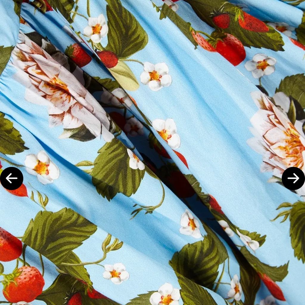 Zara Romantic Blue Strawberries and Floral Puff-Sleeve Maxi Dress Size S / US 4 / IT 40 - 7 Thumbnail