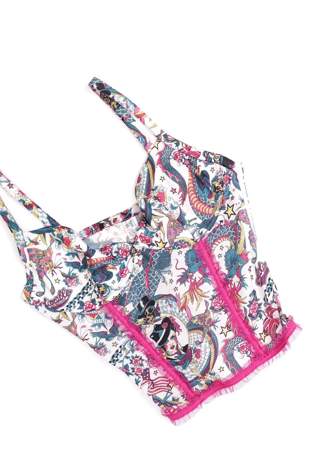 Dior Christian Dior Tattoo Print Ruffle Bustier Top Size XS / US 0-2 / IT 36-38 - 7 Thumbnail