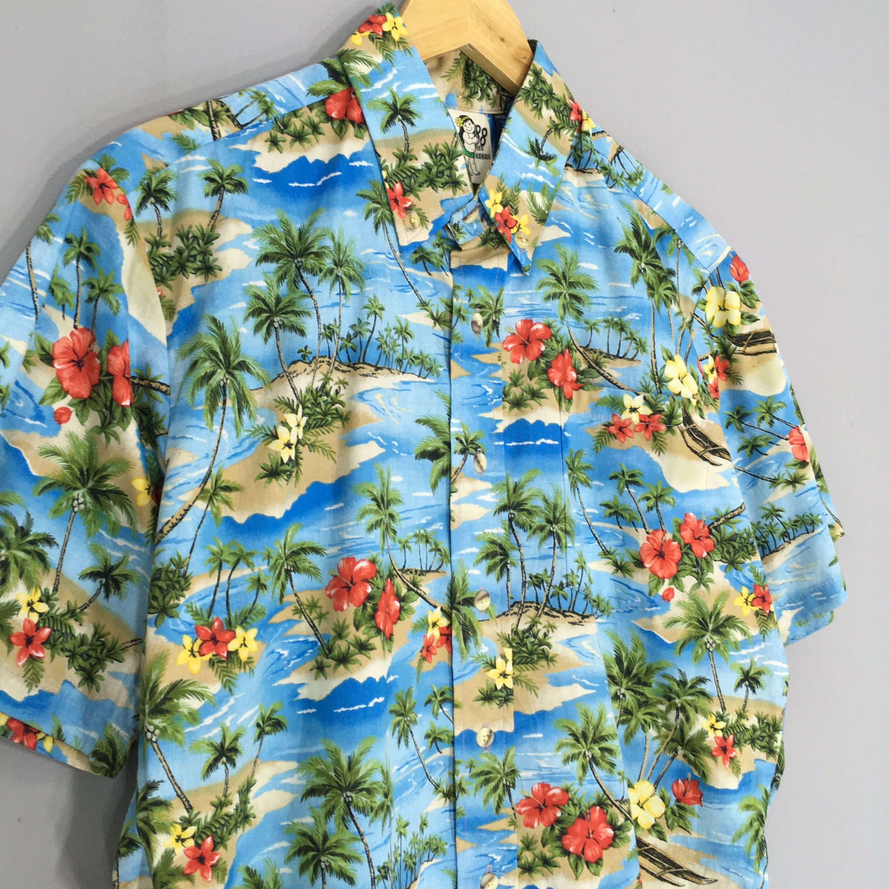 Vintage Vintage 90s Hawaiian Coconut Tree Beach View Shirt Large Size US L / EU 52-54 / 3 - 3 Thumbnail