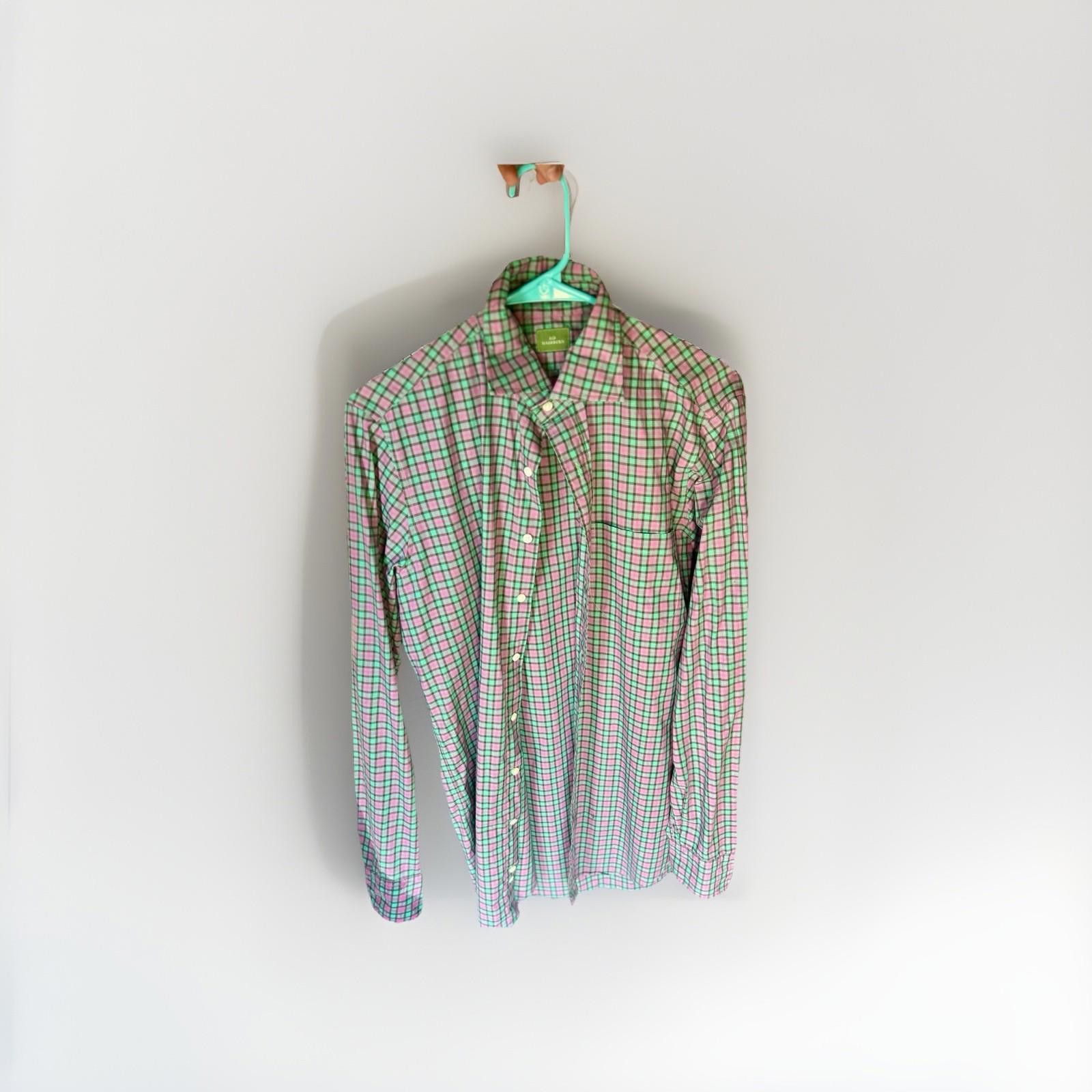 Sid Mashburn Sid Mashburn Men’s Dress Shirt – Green/Pink Check – Small Size 36R - 1 Thumbnail