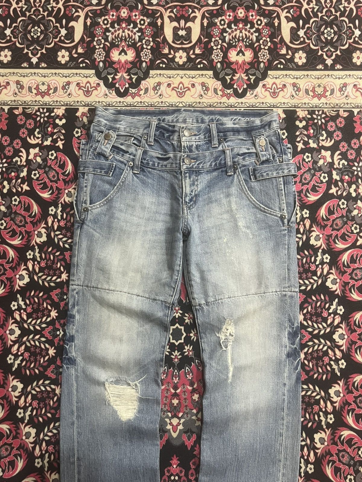 PPFM Vintage Payton Place For Men Double Waist Distressed Jeans Size US 31 - 3 Thumbnail