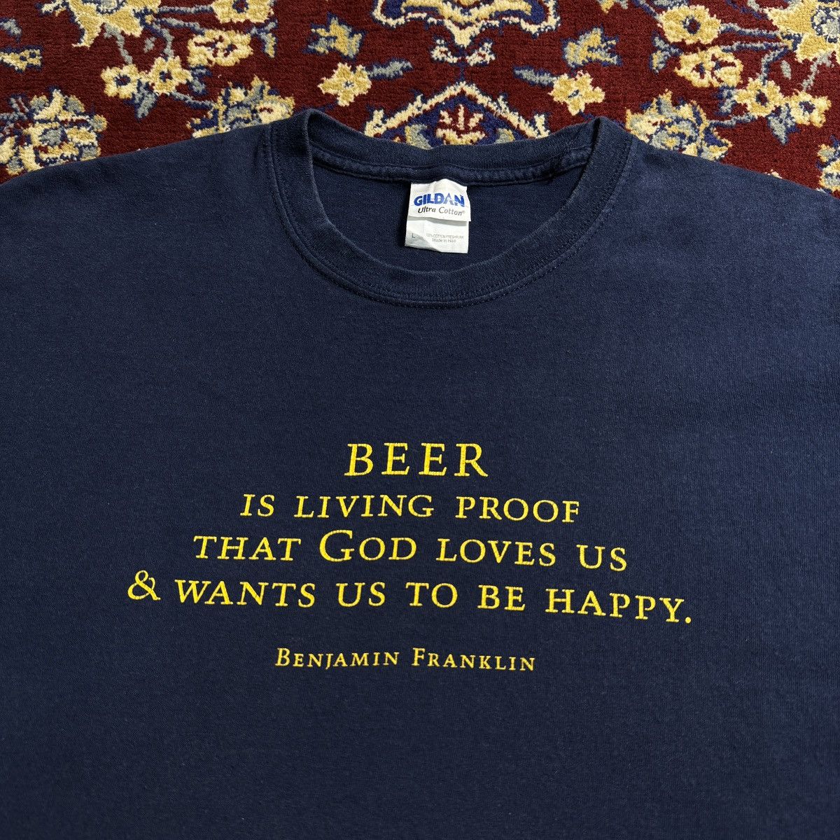 Vintage 2000s Benjamin Frankin Beer God loves funny tee Y2k alcohol Size US L / EU 52-54 / 3 - 1 Thumbnail