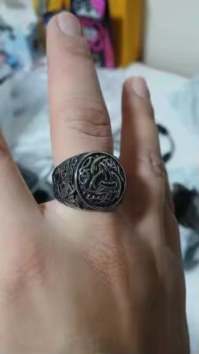Jewelry x Ring Gold Plated (Dragon Rune Size 7- 13) in Silver, Men's
