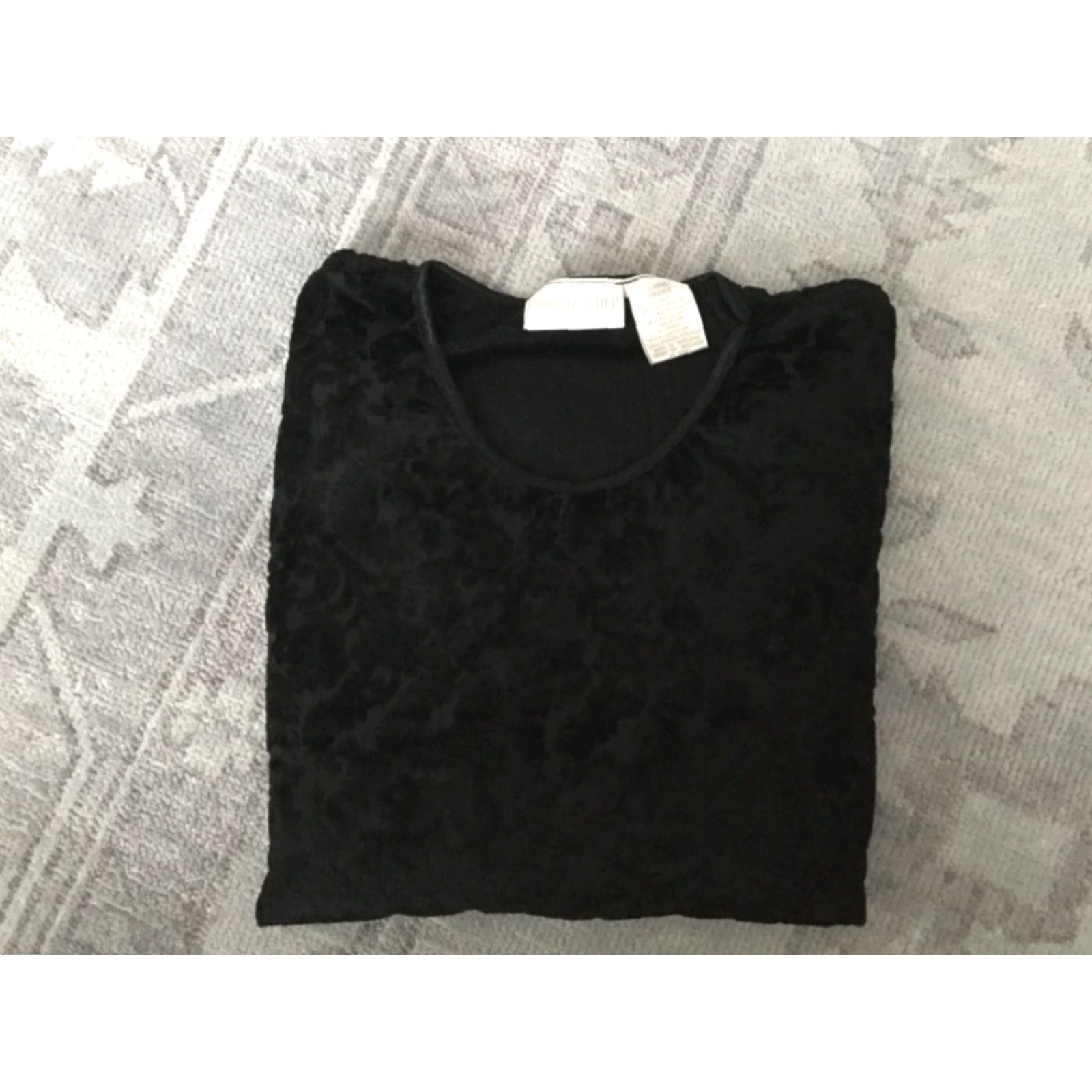 Vintage Christie & Jill Long Sleeve Textured Blouse Top Womens Large Black Size L / US 10 / IT 46 - 3 Thumbnail
