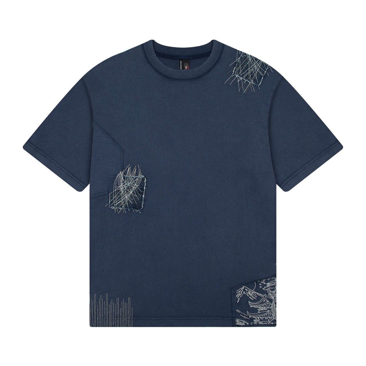 Derschutze BORO SASHiKO BOXY HEAVYWEiGHT TEE PATCHWORK MiDNiGHT BLUE Size US XL / EU 56 / 4 - 13 Thumbnail