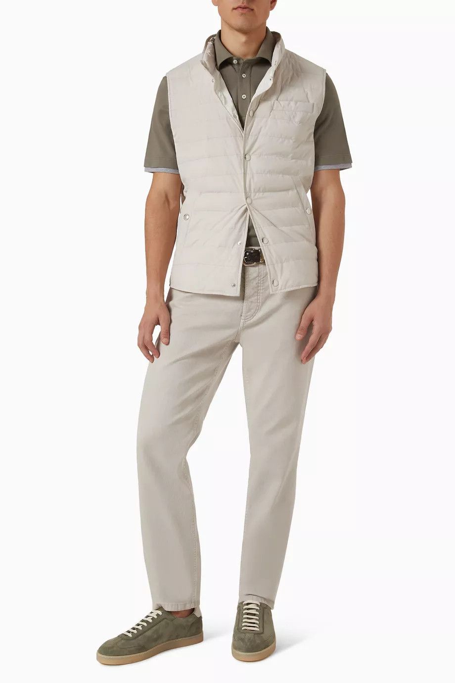Brunello Cucinelli o1y0526 Polo Shirt in Military Green/Gray Size US XS / EU 42 / 0 - 4 Thumbnail
